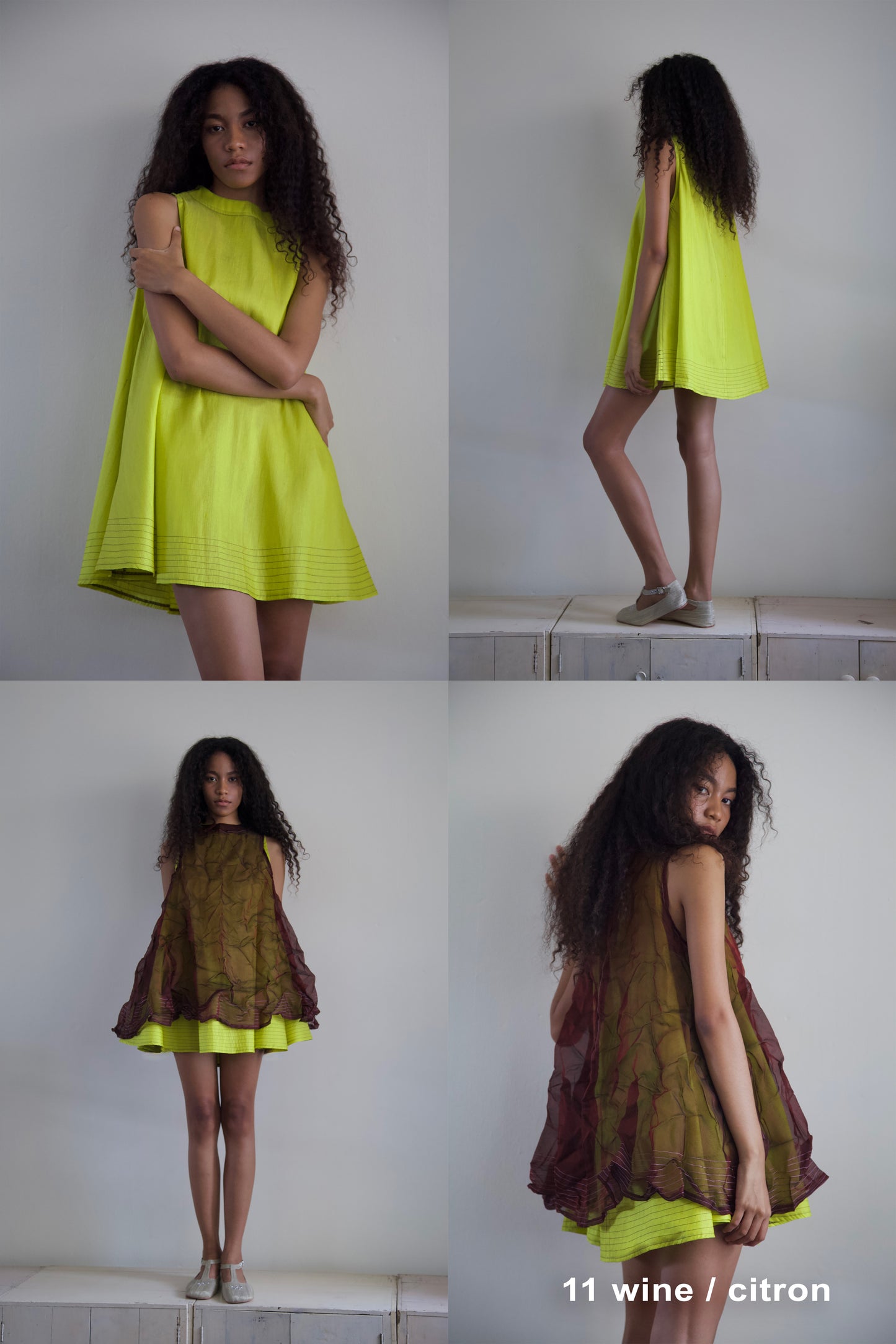 'Opacity' Crumpled Glass Silk + Handwoven Thai Silk Two Piece Tent Dress Set (12 colorways)