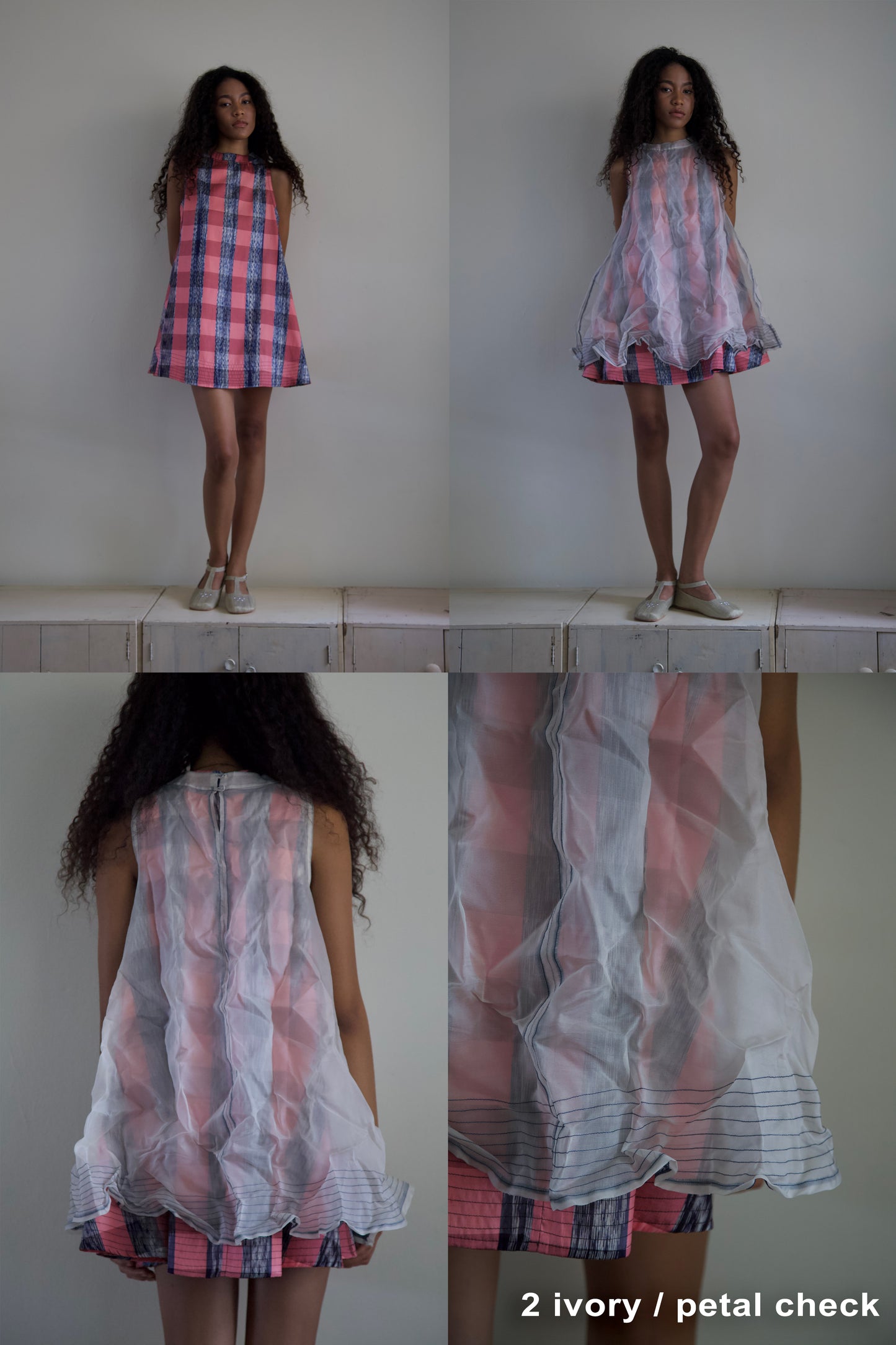 'Opacity' Crumpled Glass Silk + Handwoven Thai Silk Two Piece Tent Dress Set (12 colorways)