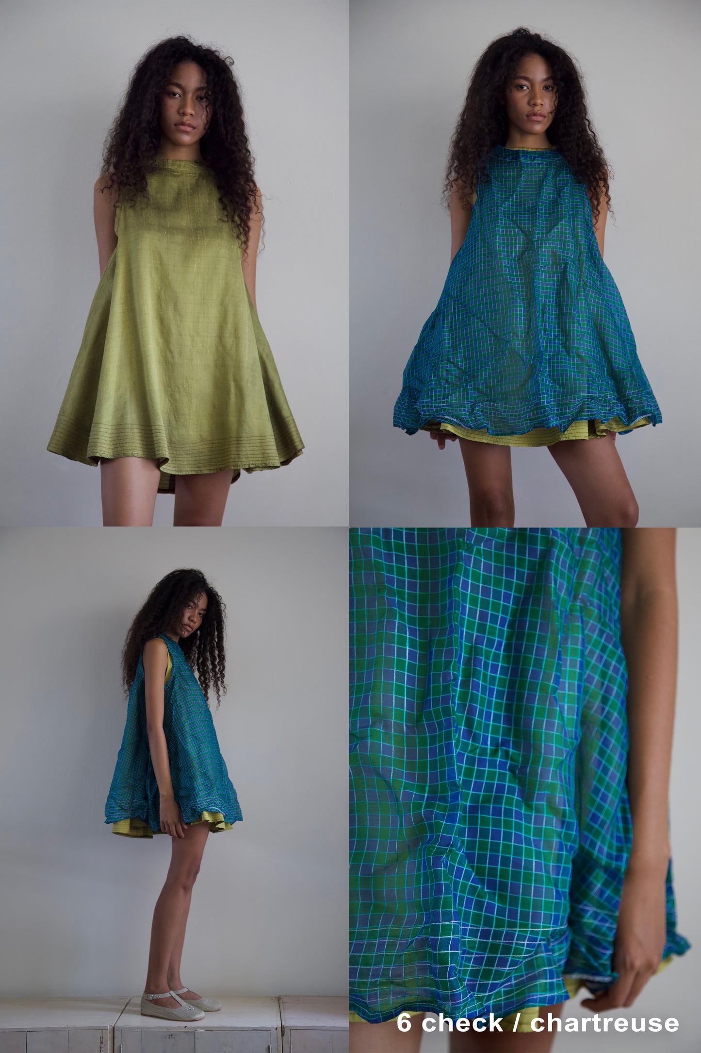 'Opacity' Crumpled Glass Silk + Handwoven Thai Silk Two Piece Tent Dress Set (12 colorways)