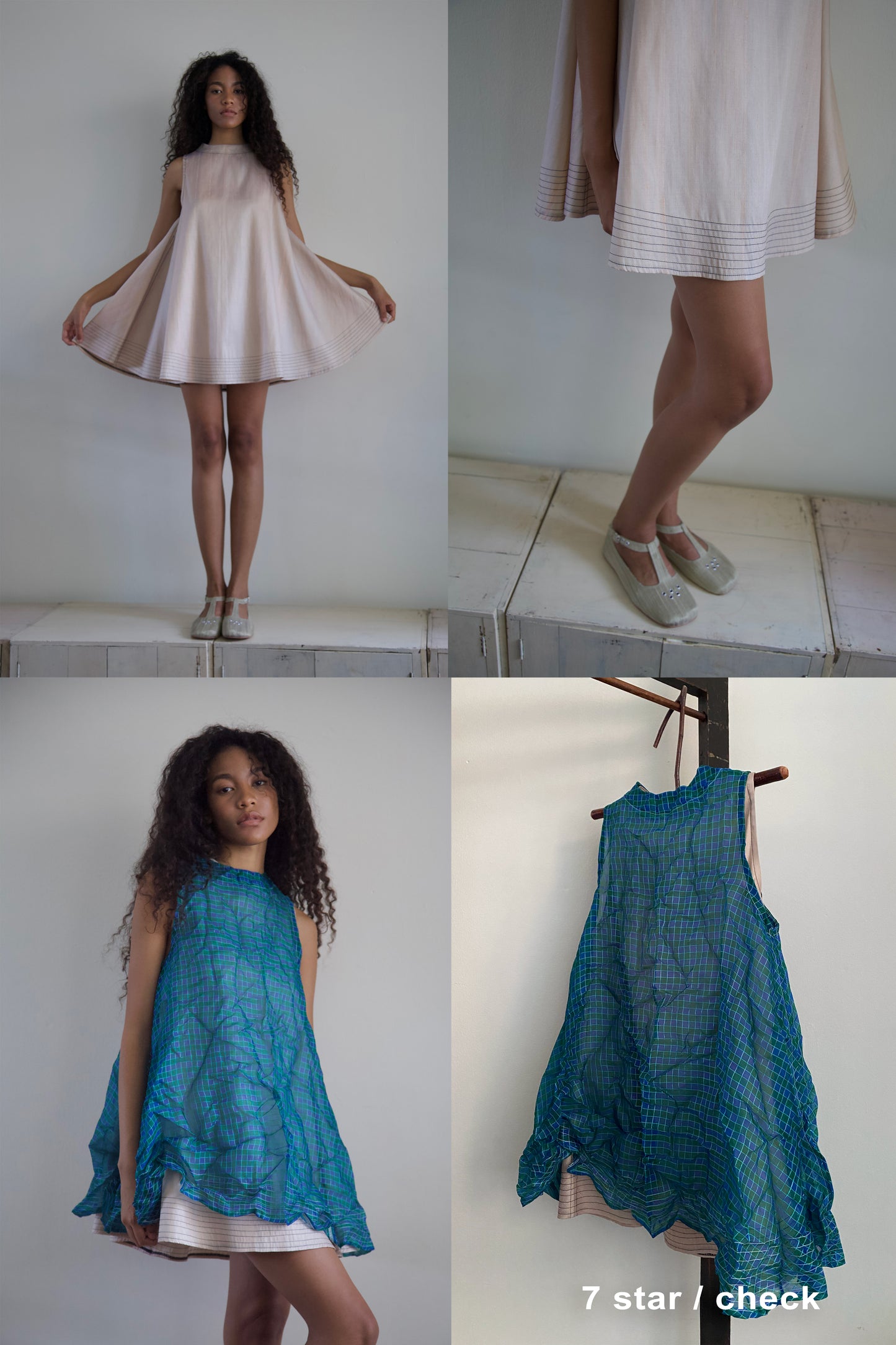 'Opacity' Crumpled Glass Silk + Handwoven Thai Silk Two Piece Tent Dress Set (12 colorways)