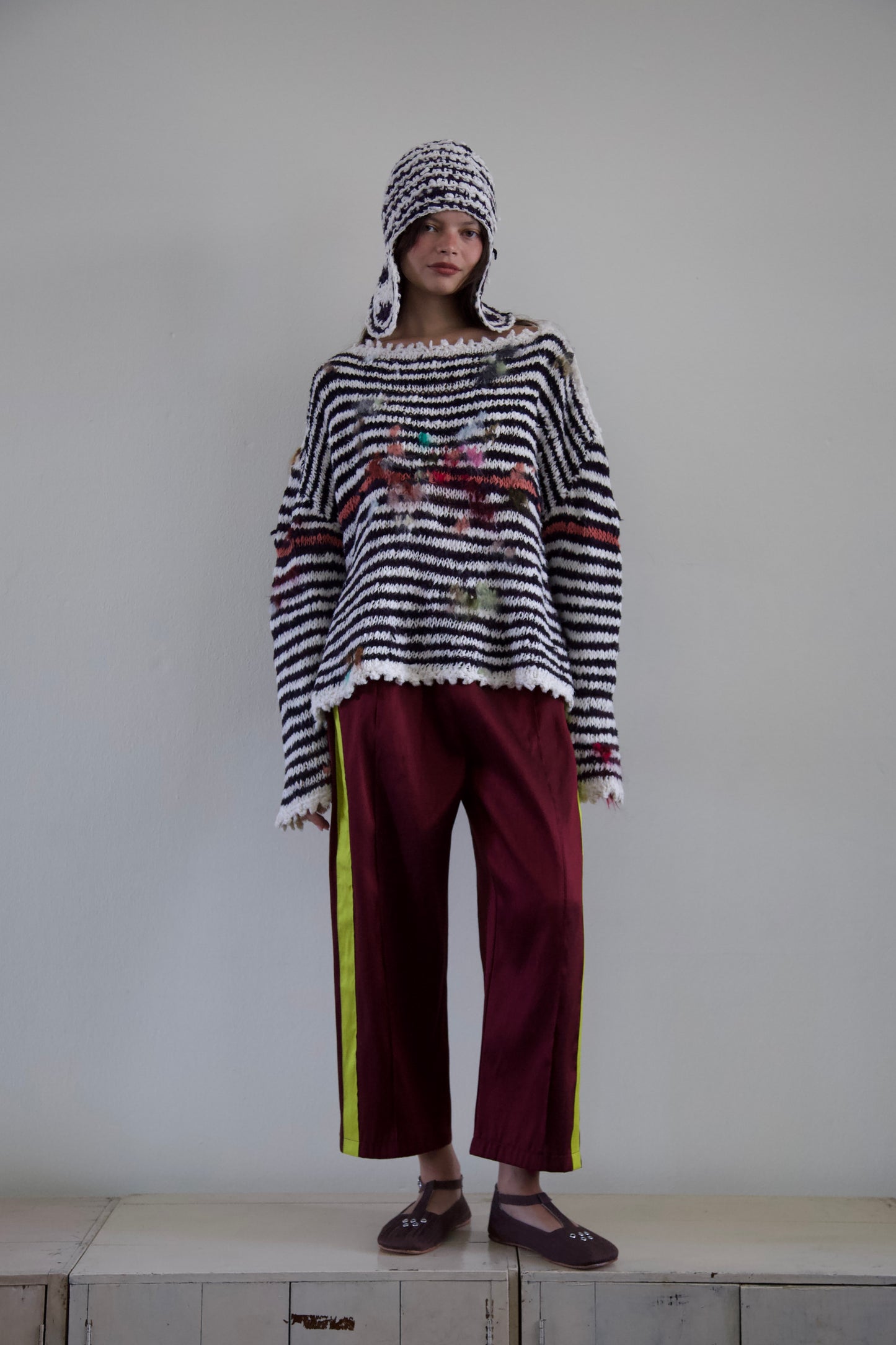 Debris Hand-Spun Thai Silk Organic Pilots Cap (ink + milk)