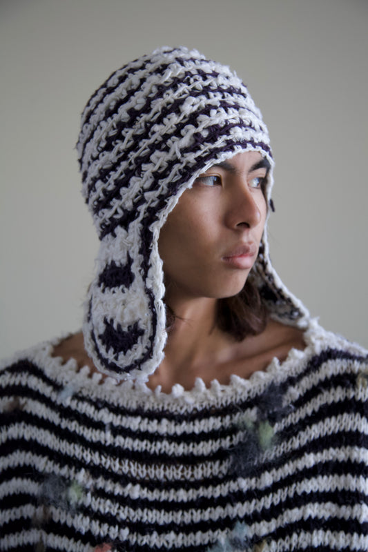 Debris Hand-Spun Thai Silk Organic Pilots Cap (ink + milk)