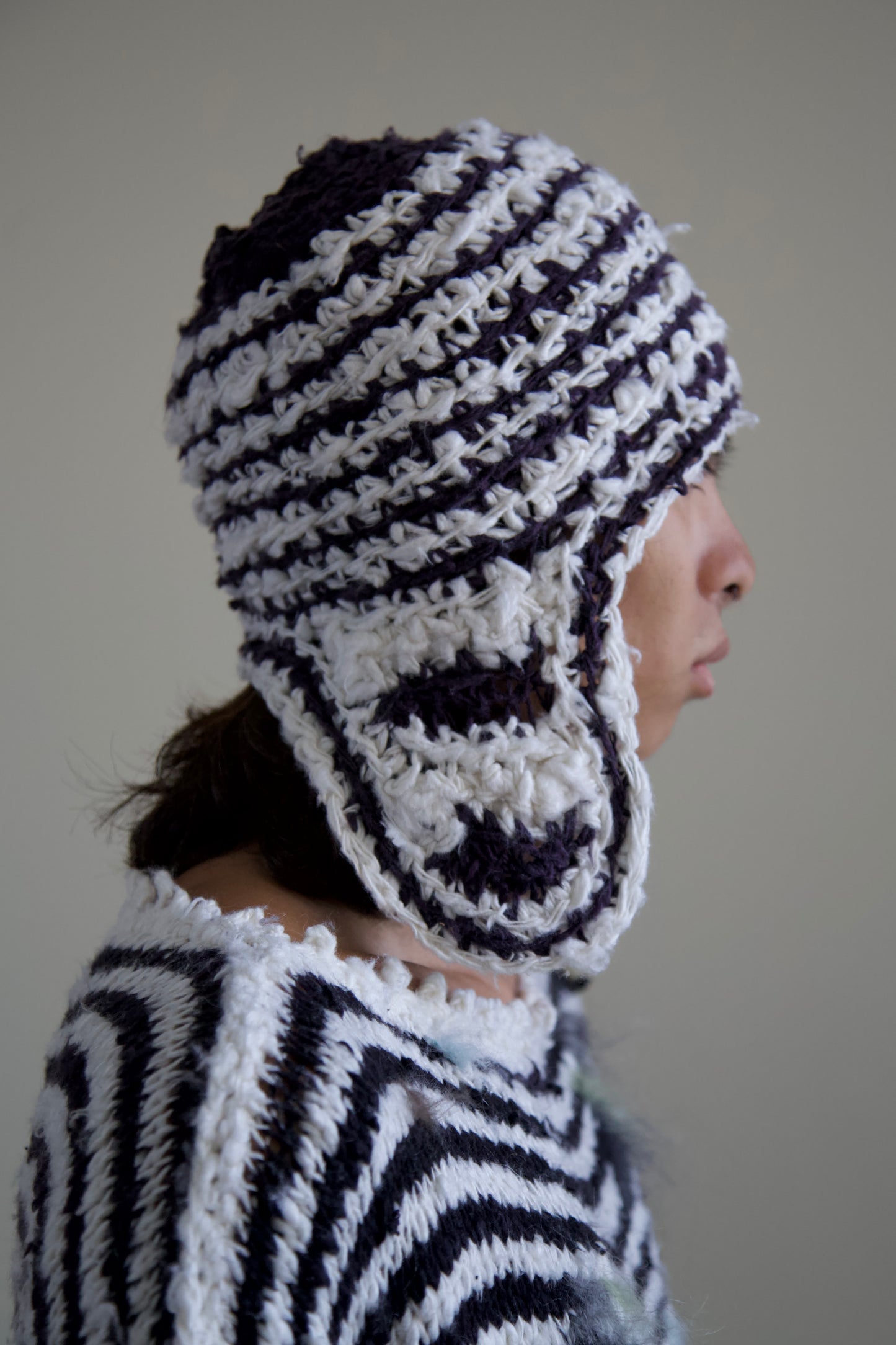 Debris Hand-Spun Thai Silk Organic Pilots Cap (ink + milk)