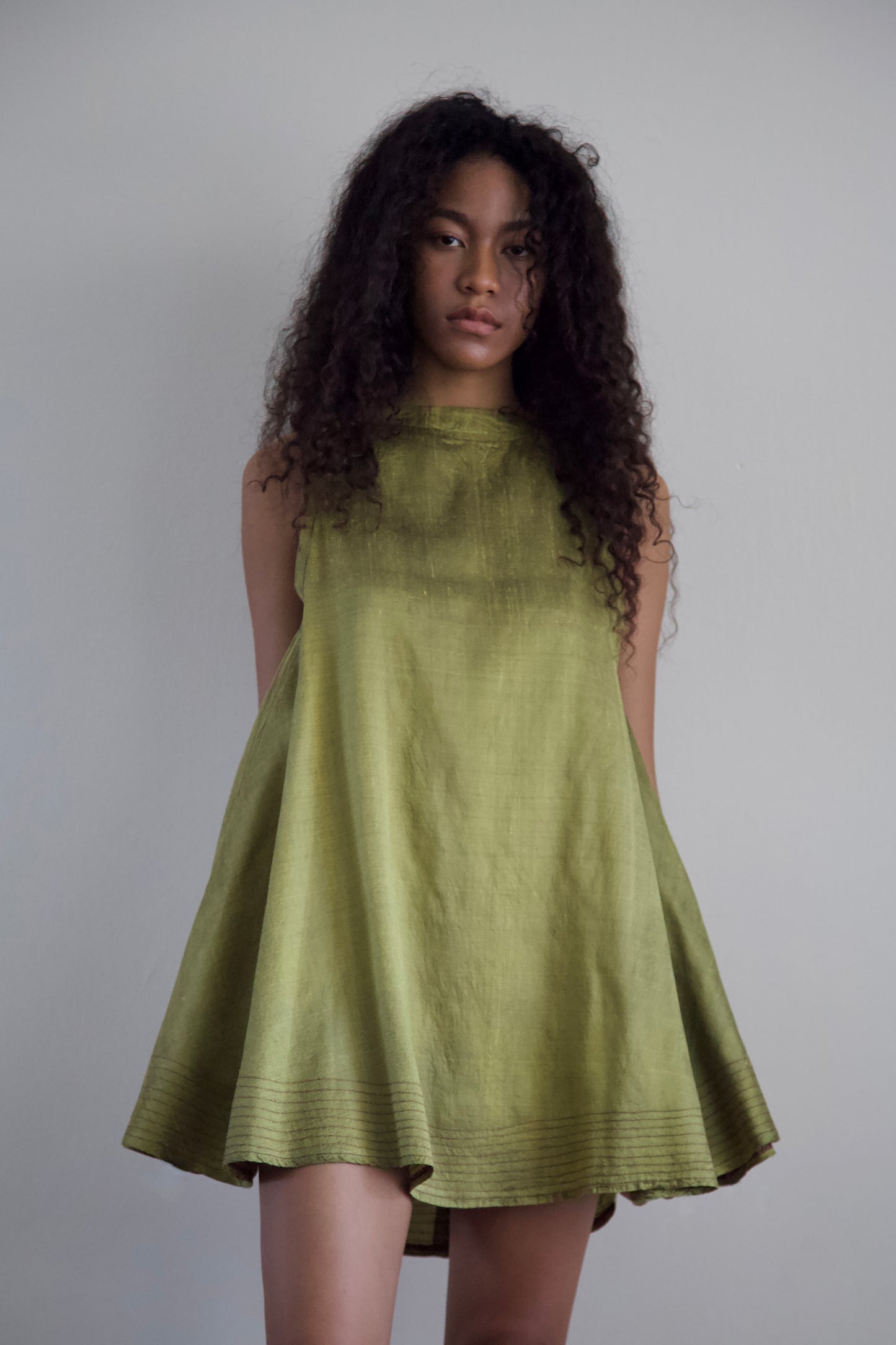 'Opacity' Crumpled Glass Silk + Handwoven Thai Silk Two Piece Tent Dress Set (12 colorways)