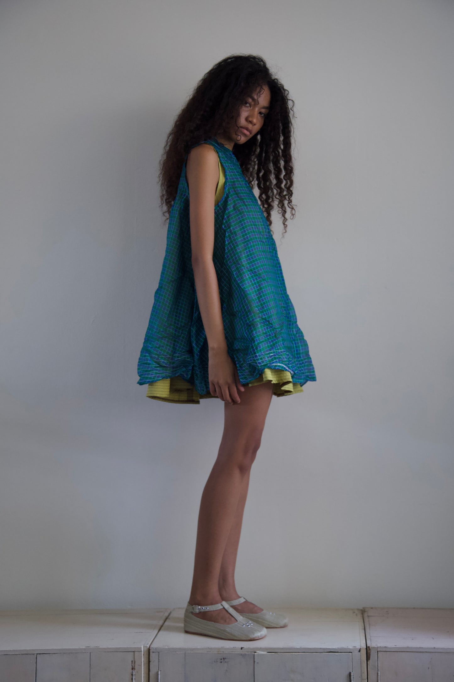 'Opacity' Crumpled Glass Silk + Handwoven Thai Silk Two Piece Tent Dress Set (12 colorways)