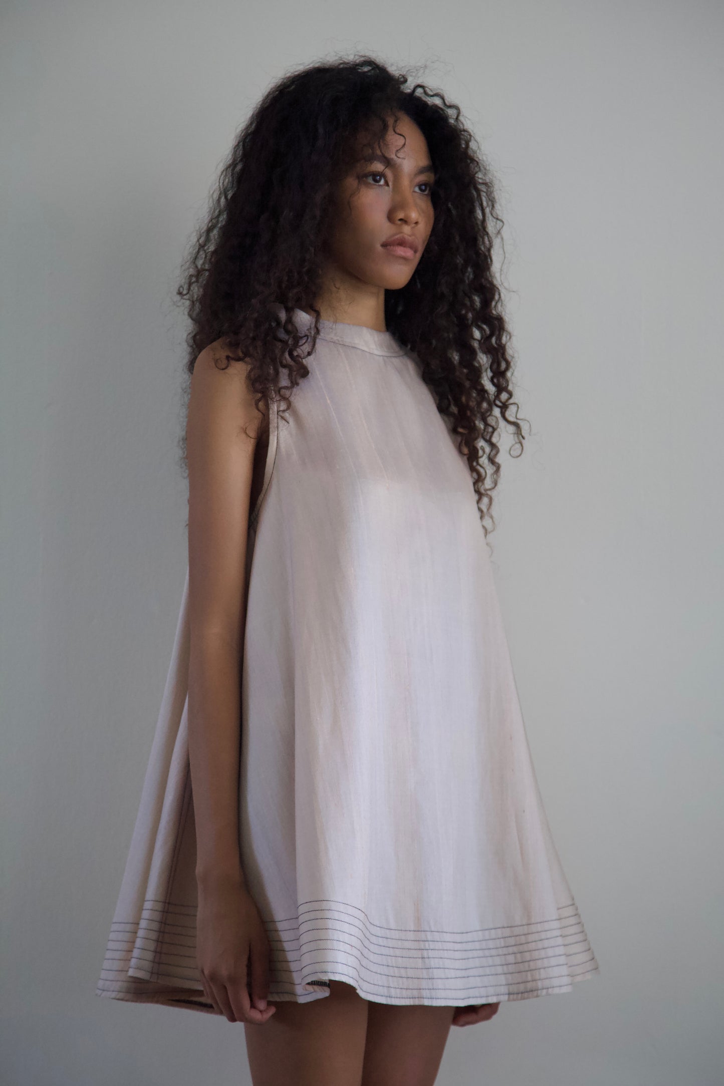 'Opacity' Crumpled Glass Silk + Handwoven Thai Silk Two Piece Tent Dress Set (12 colorways)