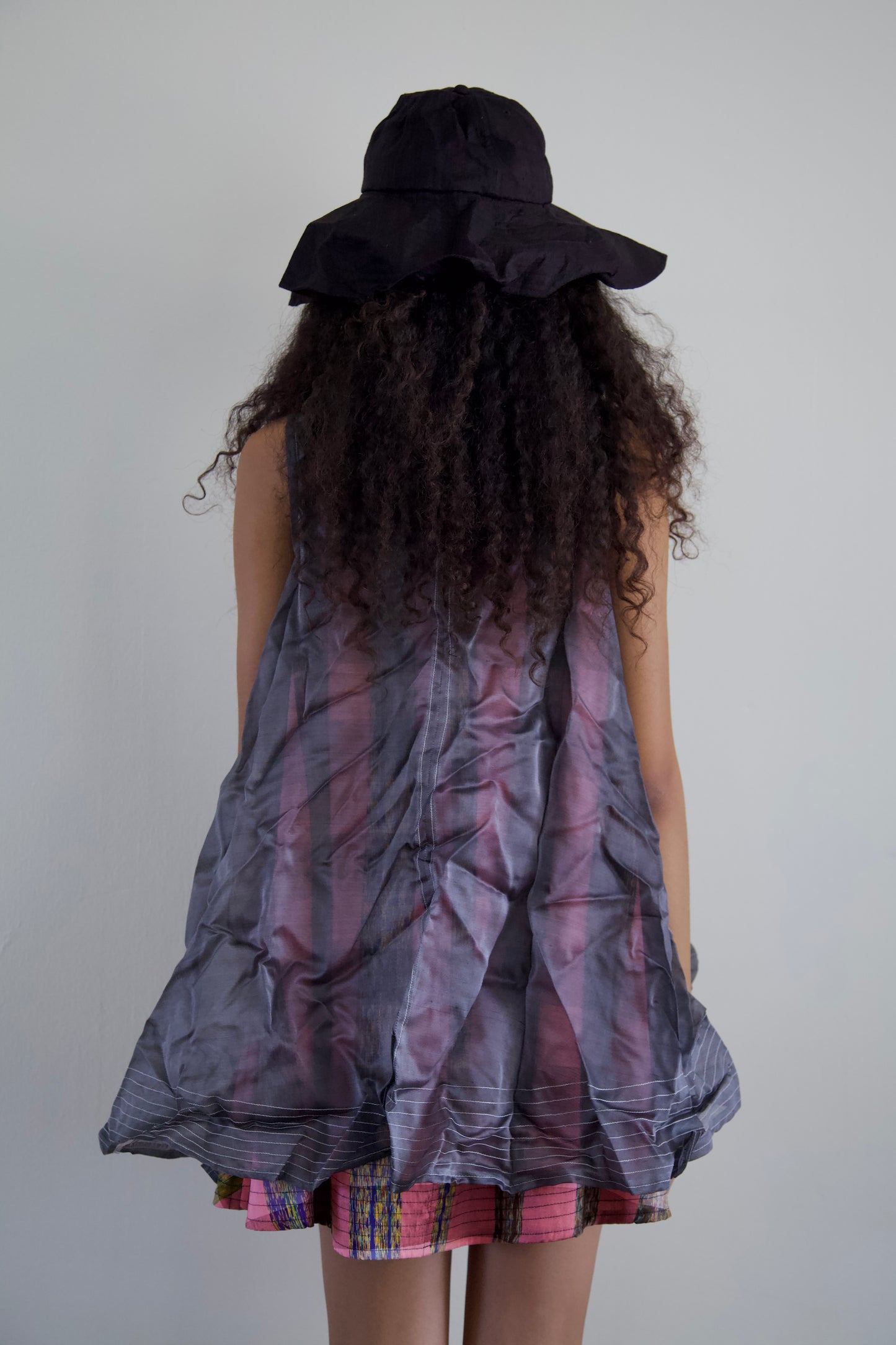'Opacity' Crumpled Glass Silk + Handwoven Thai Silk Two Piece Tent Dress Set (7 colorways)