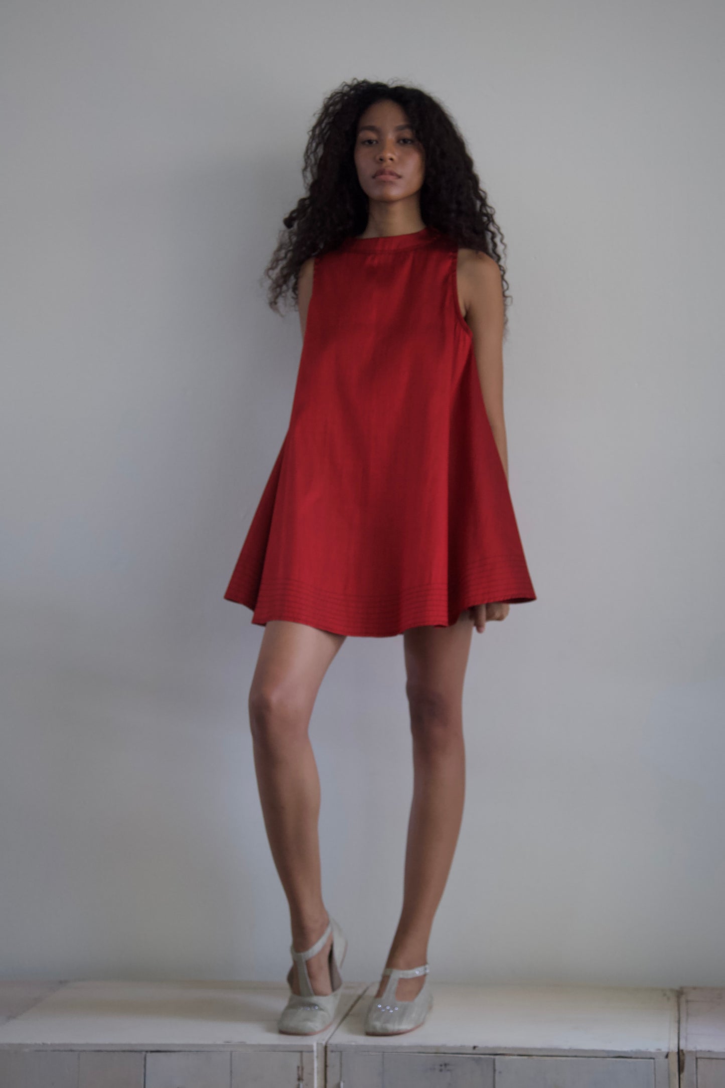 'Opacity' Crumpled Glass Silk + Handwoven Thai Silk Two Piece Tent Dress Set (7 colorways)