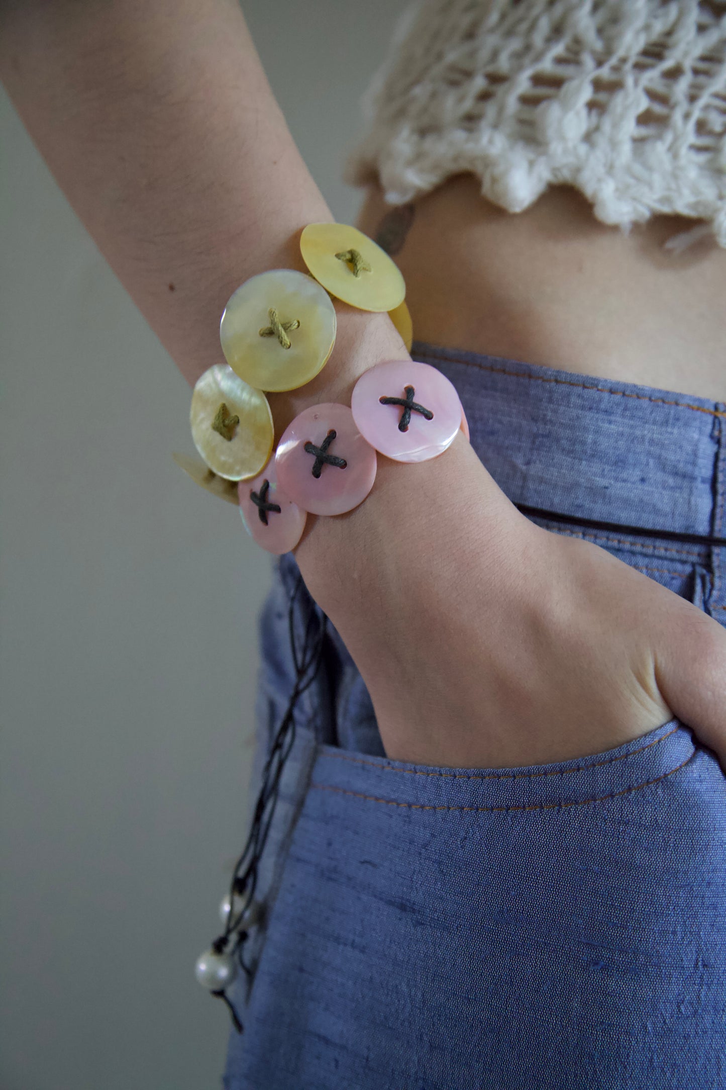 Carved Sea Shell Chokers and Bracelets / Dead-Stock Vintage (9 options)