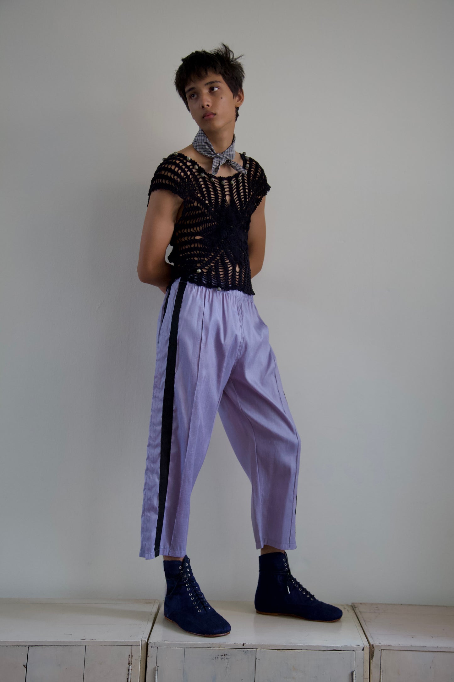 Debris Stone Beaded Hand-Crochet Cotton Skirt / Tee Separates (4 colorways)