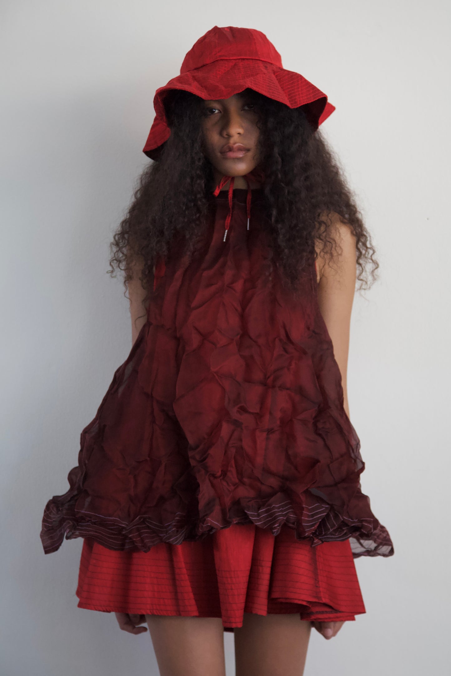 'Opacity' Crumpled Glass Silk + Handwoven Thai Silk Two Piece Tent Dress Set (7 colorways)