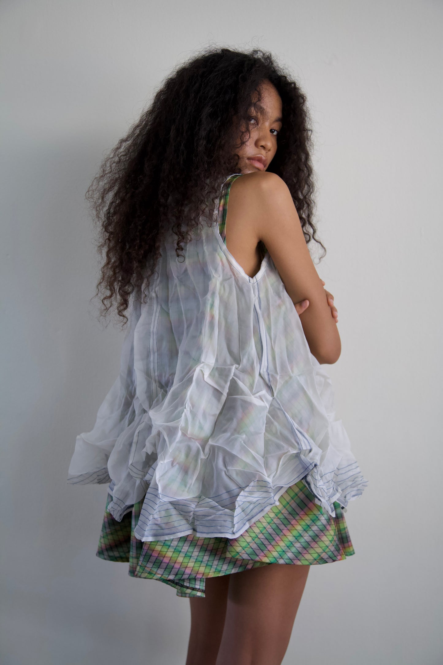 'Opacity' Crumpled Glass Silk + Handwoven Thai Silk Two Piece Tent Dress Set (7 colorways)