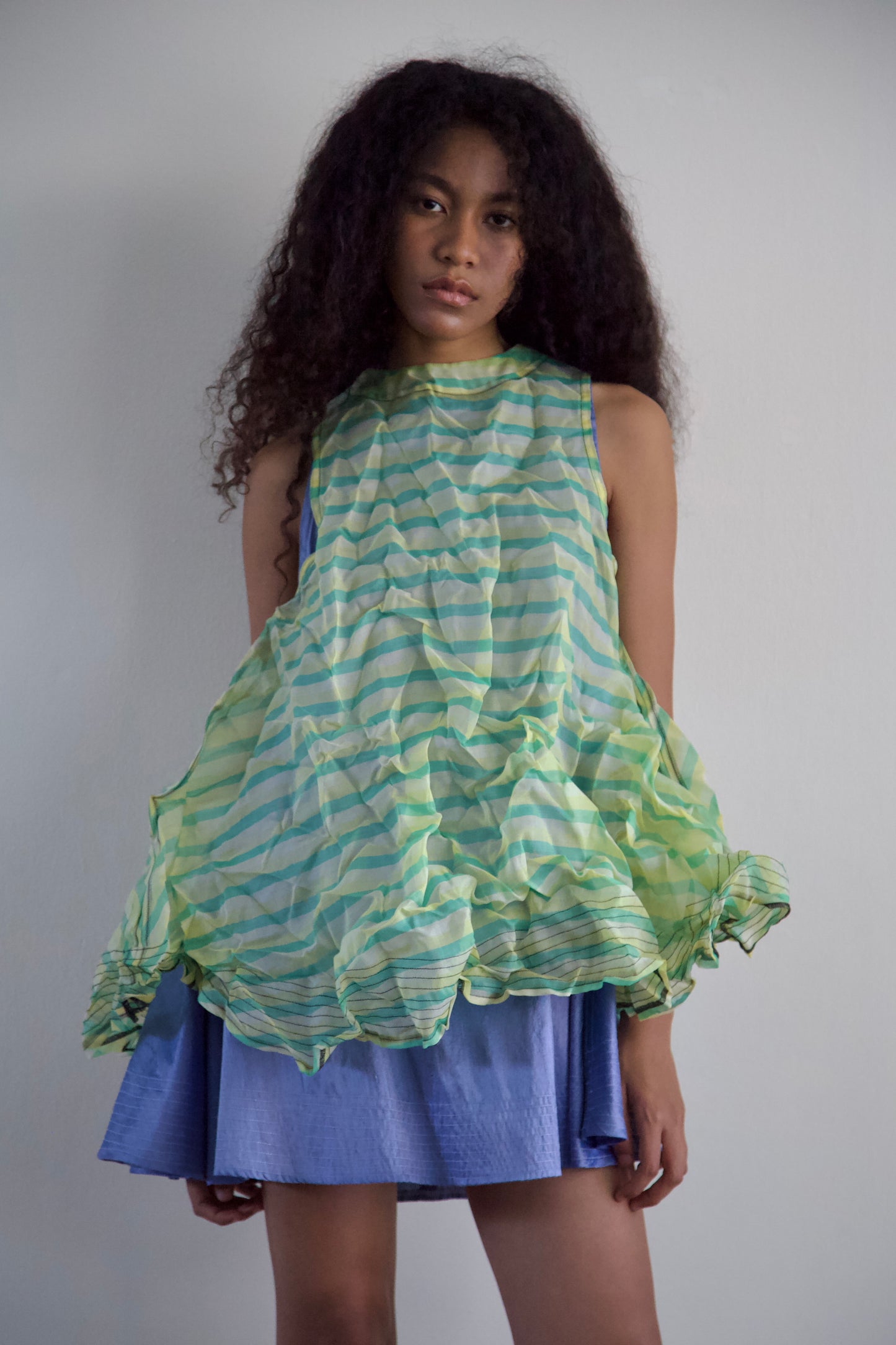 'Opacity' Crumpled Glass Silk + Handwoven Thai Silk Two Piece Tent Dress Set (7 colorways)