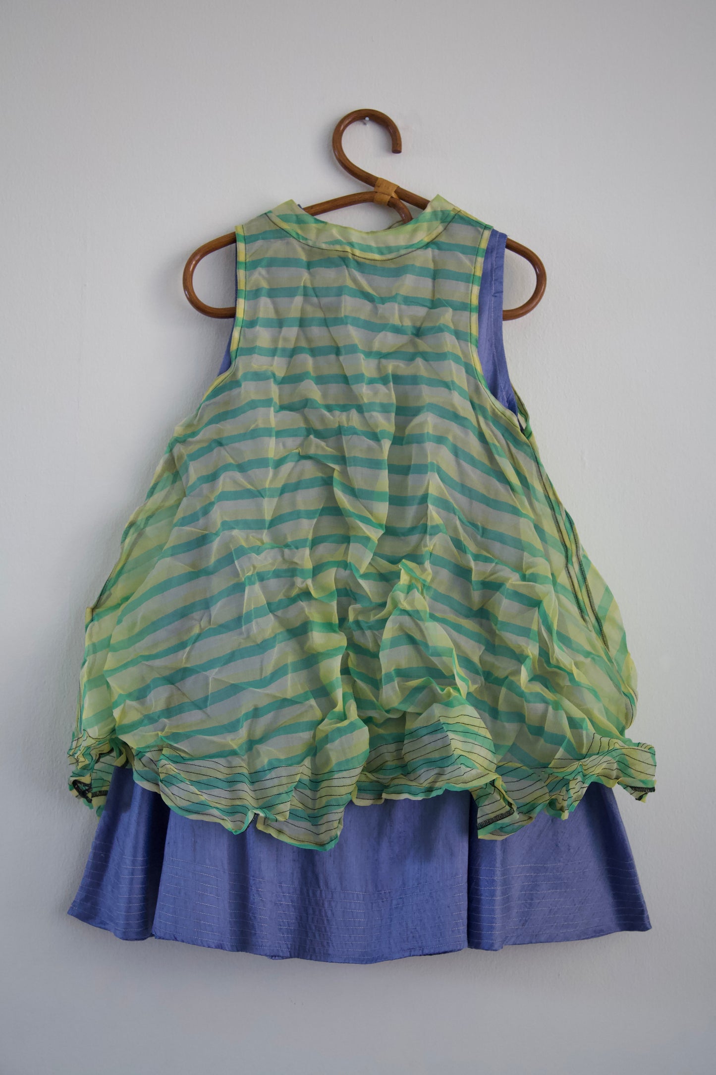 'Opacity' Crumpled Glass Silk + Handwoven Thai Silk Two Piece Tent Dress Set (7 colorways)