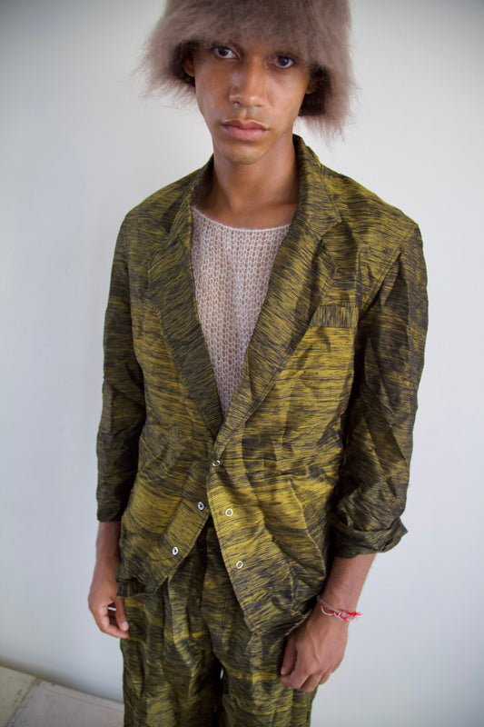 Crumpled Thai Silk Unisex Snap Adjustable Lounge Suit (3 colorways)