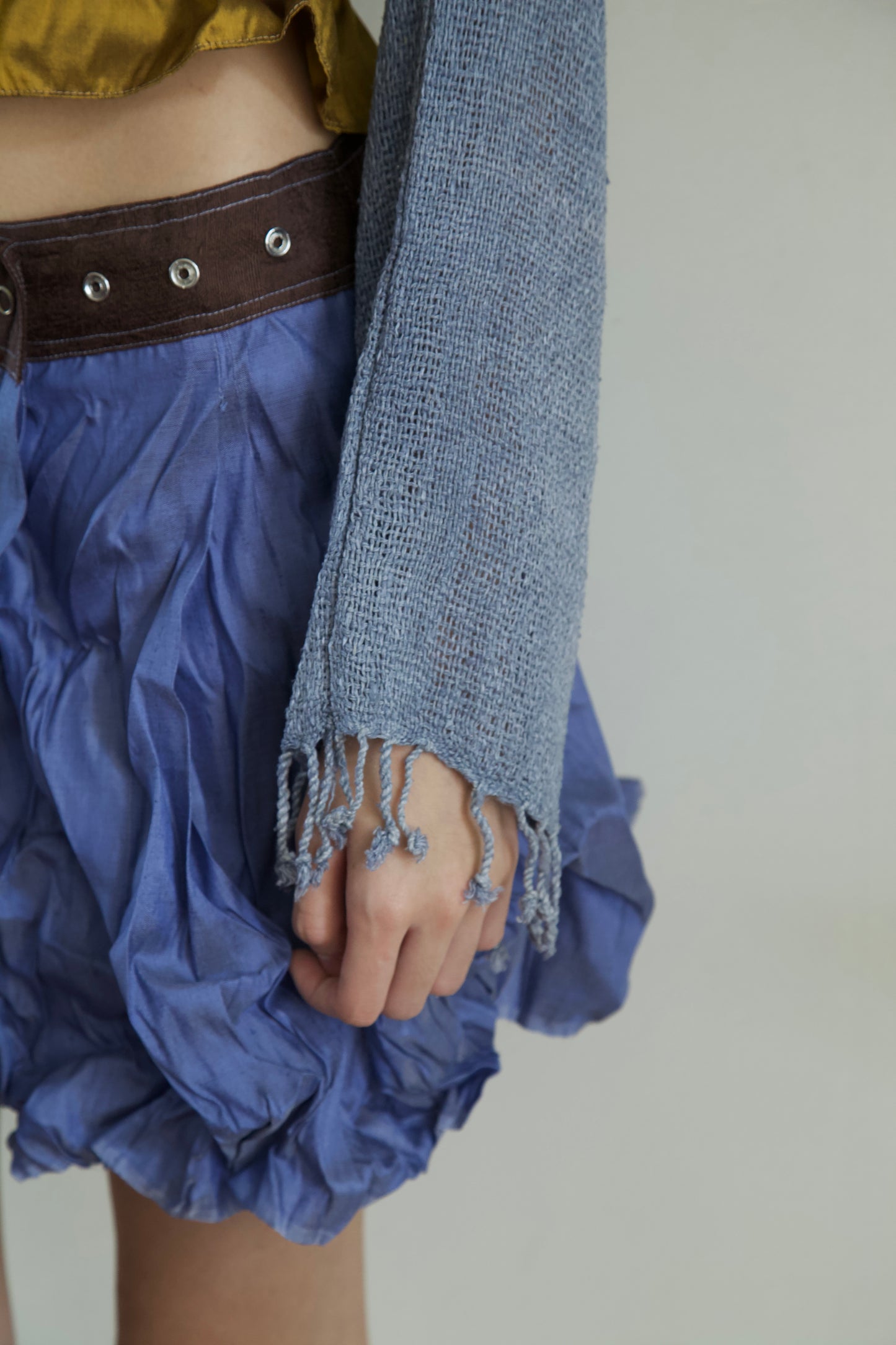 Handwoven Thai Silk-Cotton Fringe Cuff Pieced Scarf Sleeves Shrug (new colors)