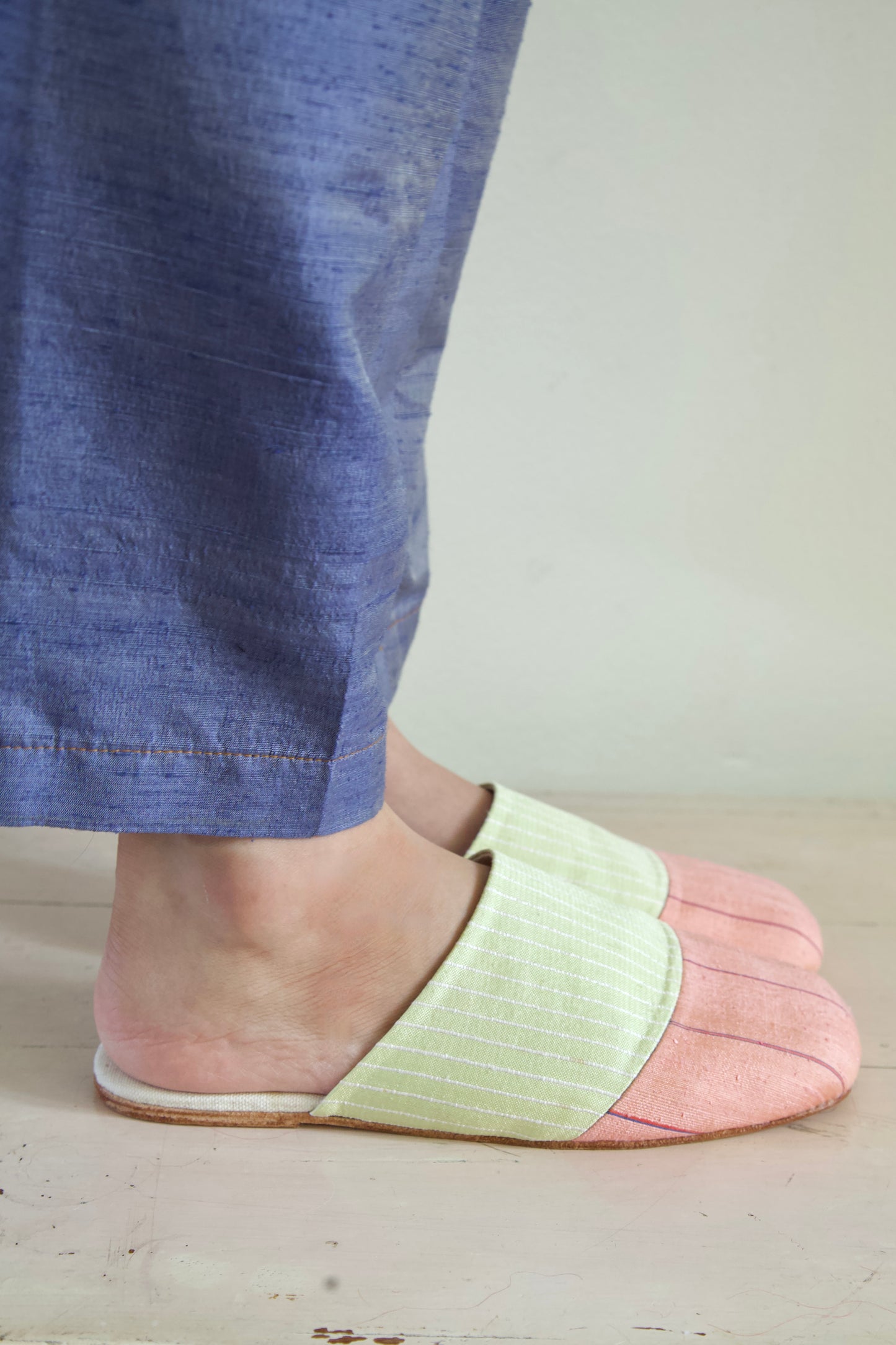 Handwoven Raw Thai Silk Unisex Contrast Cap Toe Mules (3 colorways)