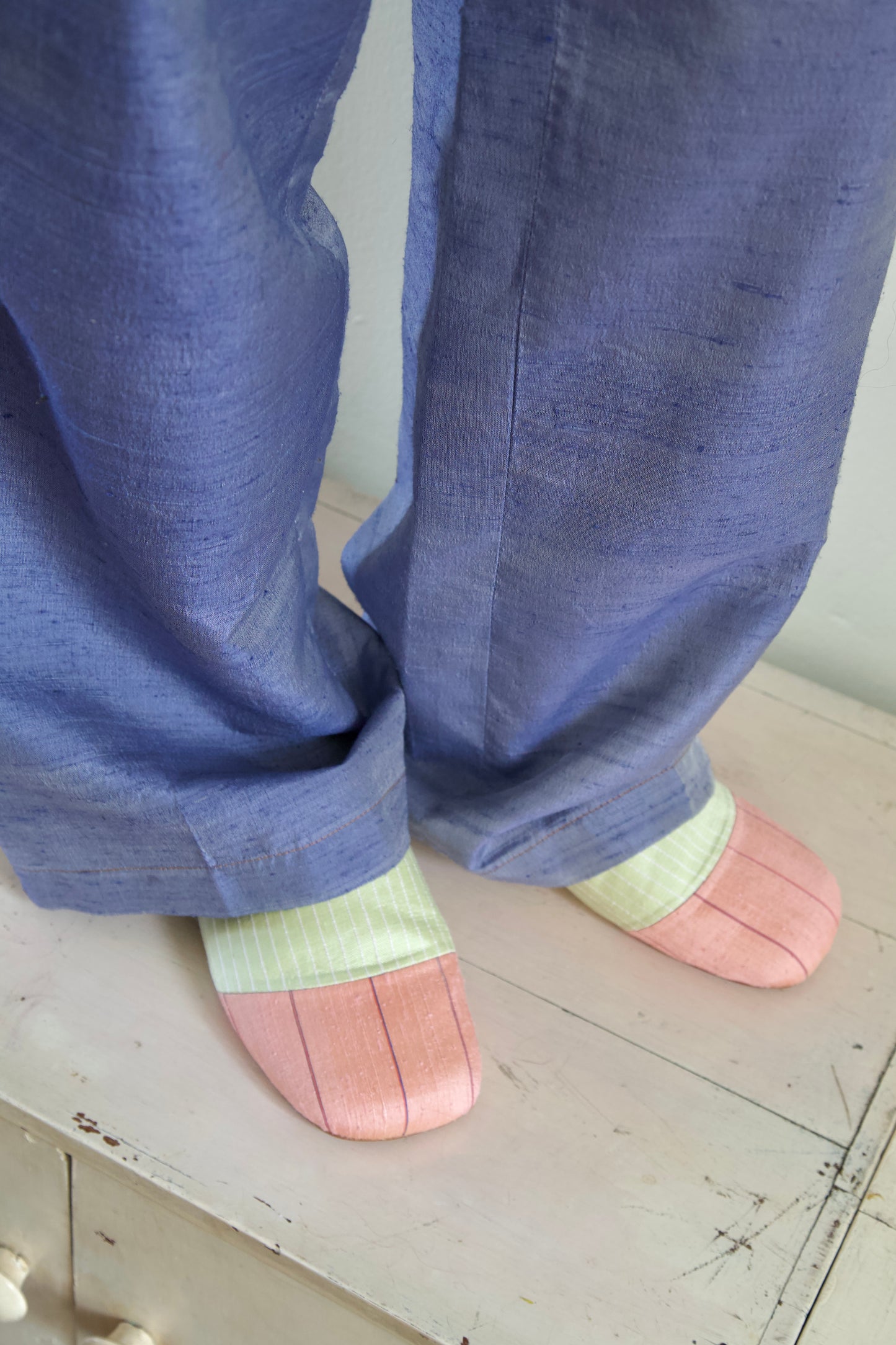 Handwoven Raw Thai Silk Unisex Contrast Cap Toe Mules (3 colorways)