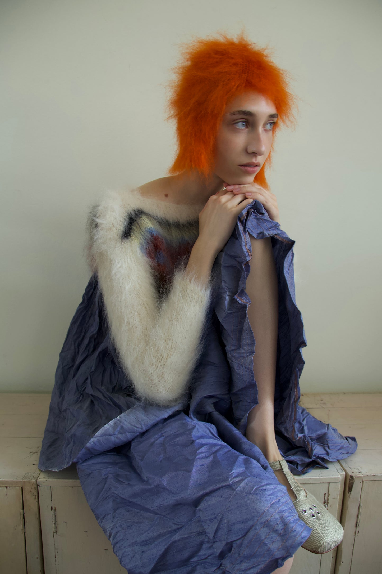 Original Blur Brushed Mohair 'HAIR' Beanie (saffron bob)