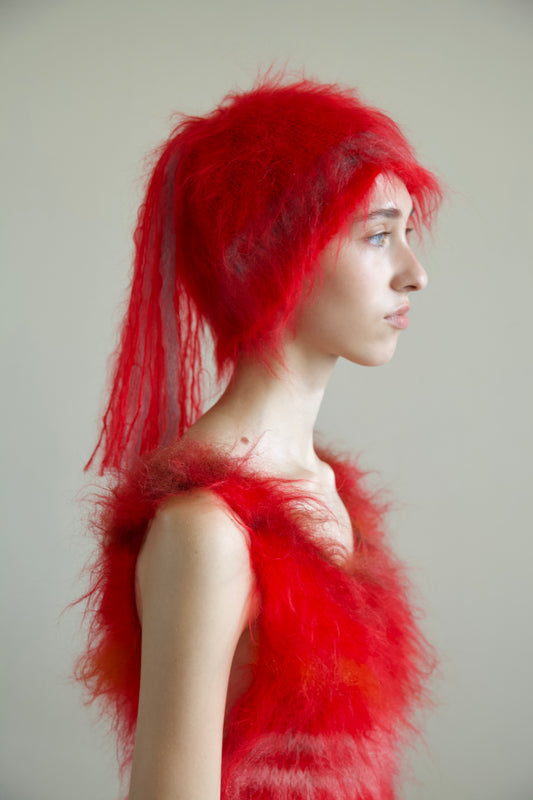 Blur Brushed Mohair 'HAIR' Beanie (emergency ponytail)