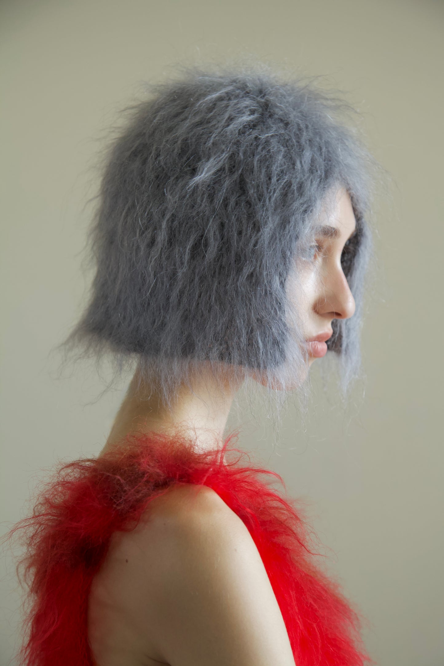 Original Blur Brushed Mohair 'HAIR' Beanie (salt/pepper bob)