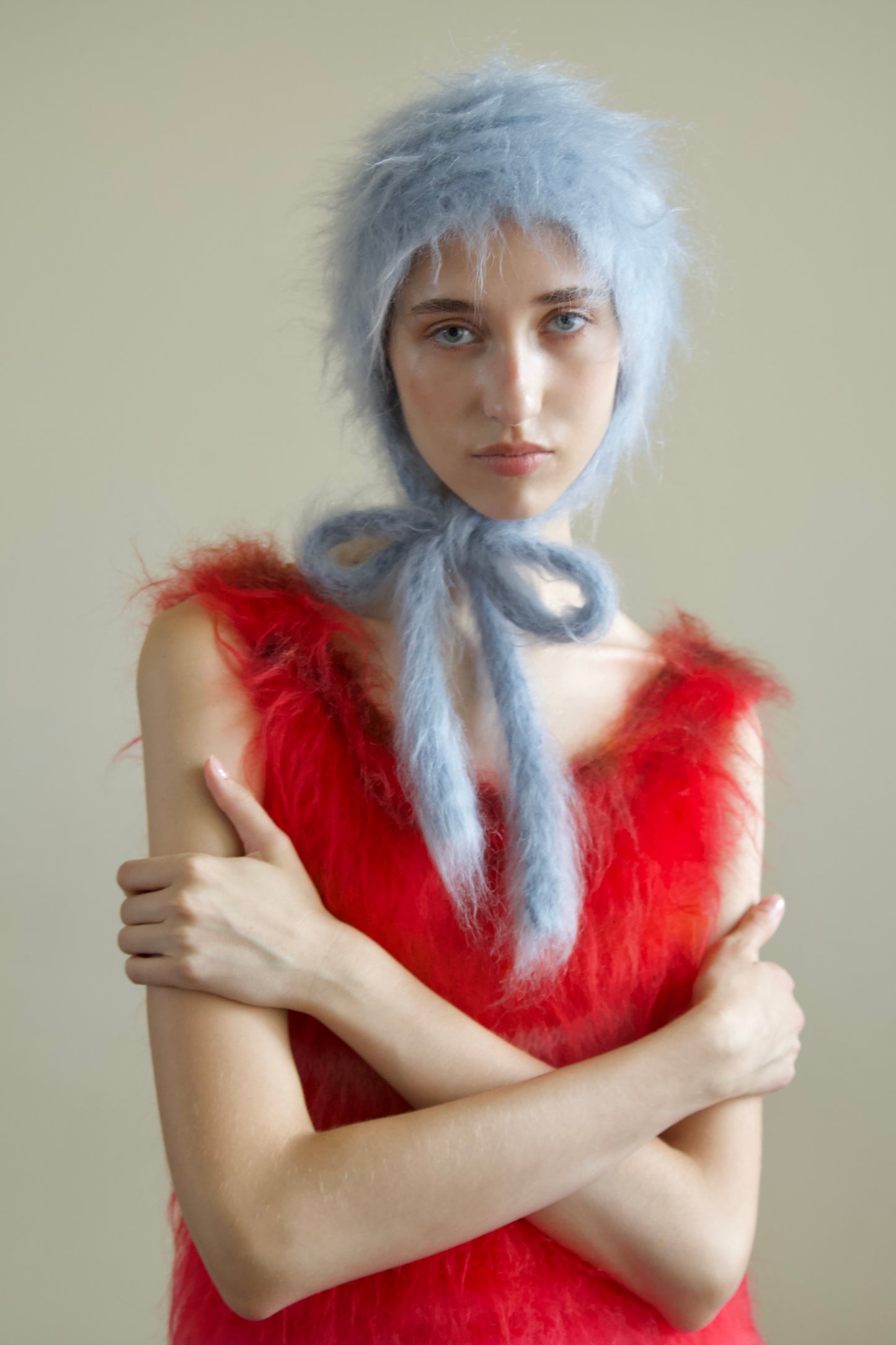 Original Blur Brushed Mohair Bonnet Cap (ice water)