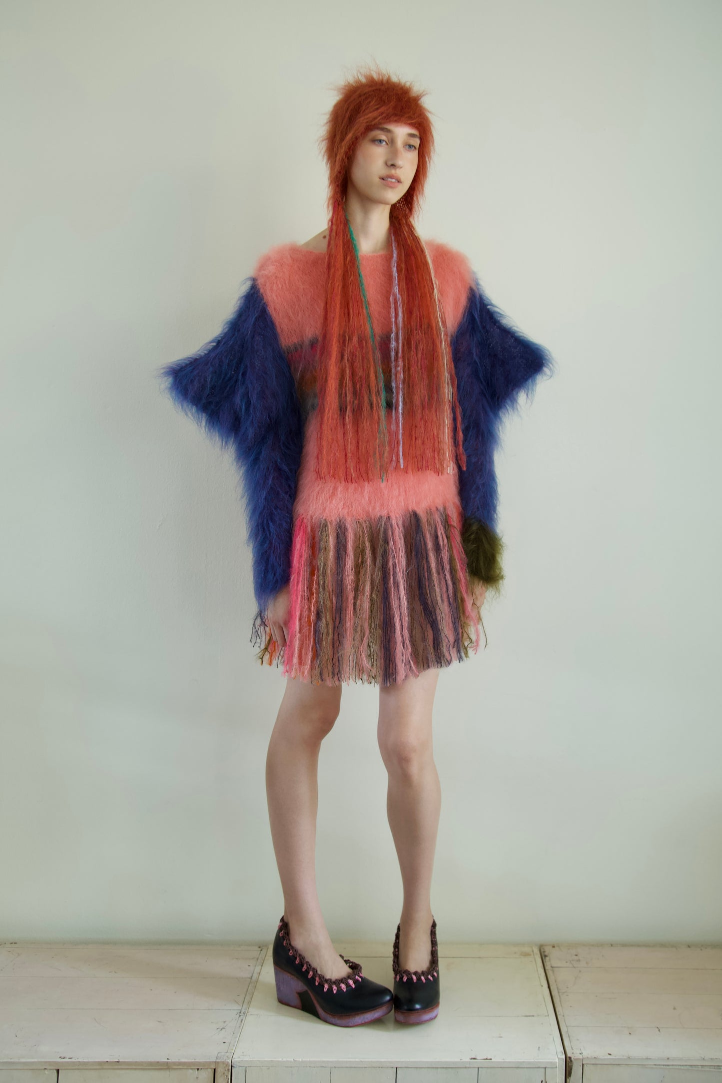 Original Blur Brushed Palette Mohair Fiber Art Jumper Dress (kite flying)