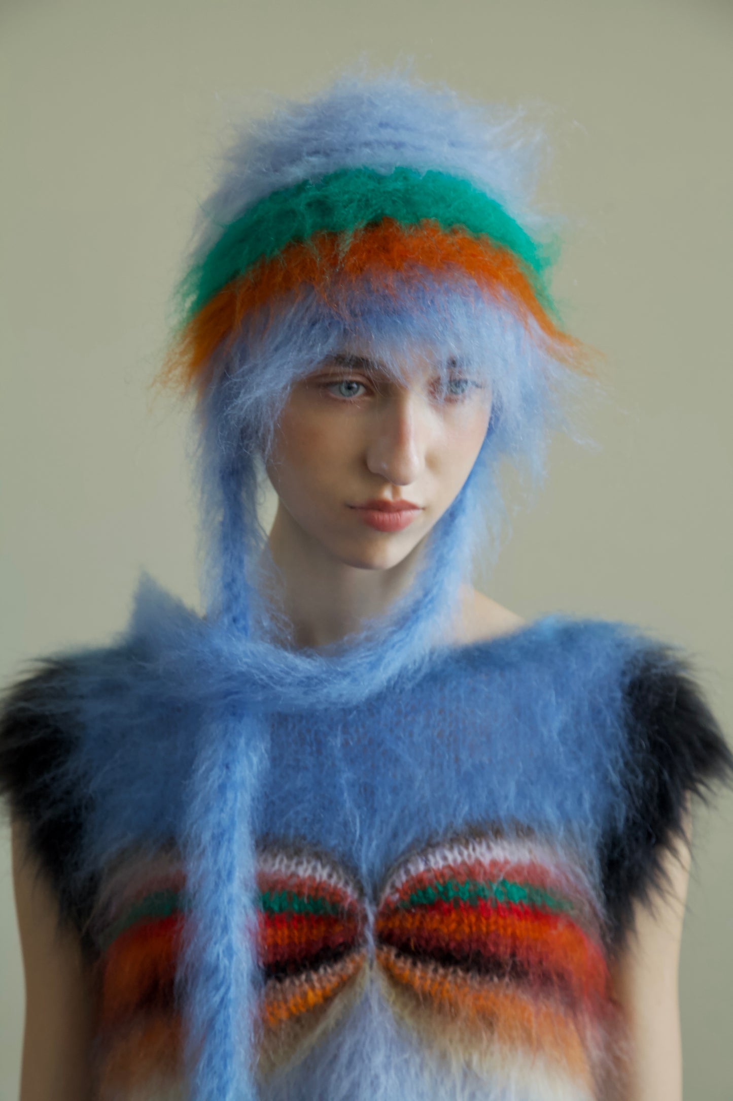 Original Blur Brushed Mohair Bonnet Cap (fountain)