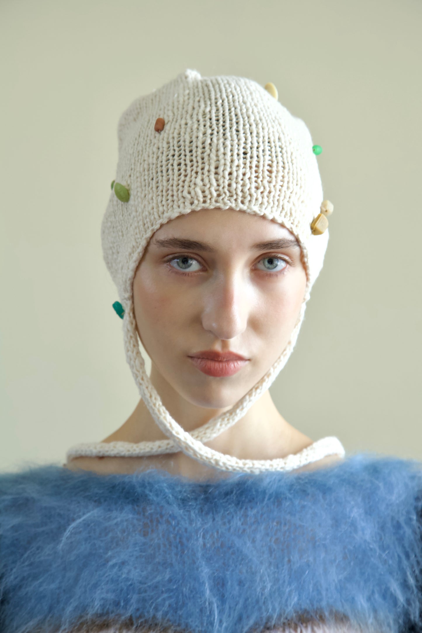 Debris 'I Spy' Organic Cotton Glass Beaded Knit Bonnet