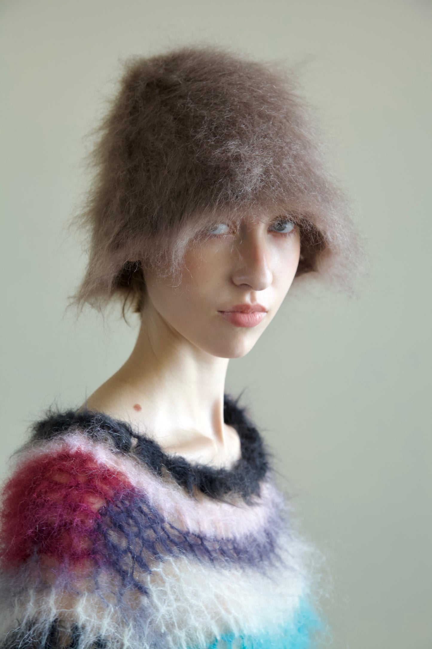 Original Blur Brushed Mohair Bucket Cap (taupe)