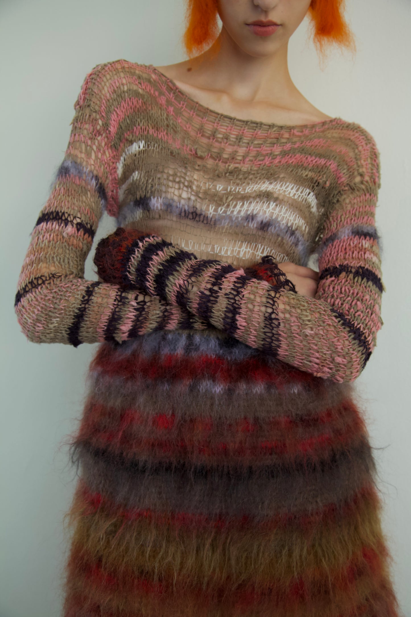 Original Blur Suspended Brushed Mohair Mesh Thai Silk Net Dress (vital)