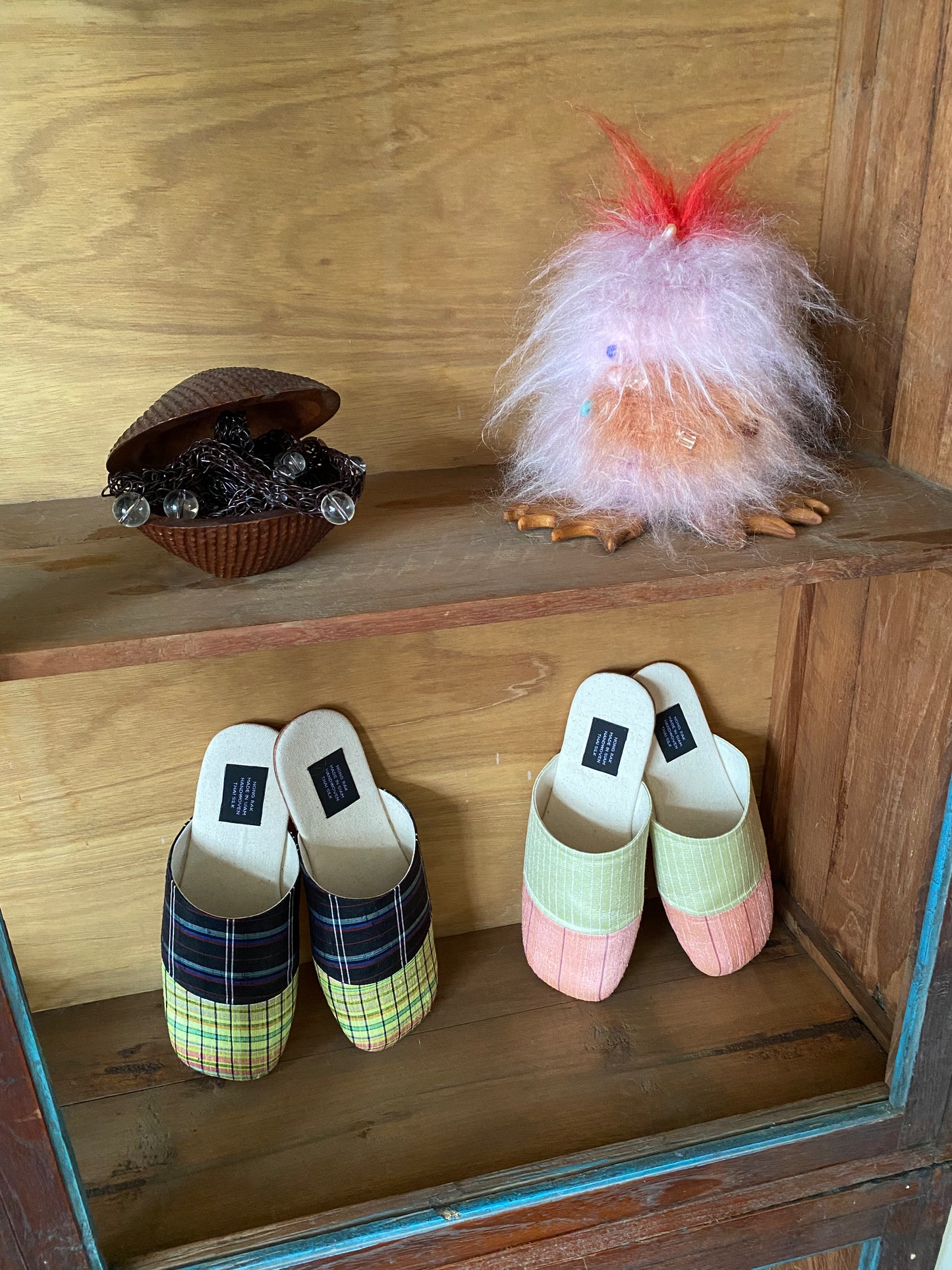 Handwoven Raw Thai Silk Unisex Contrast Cap Toe Mules (3 colorways)