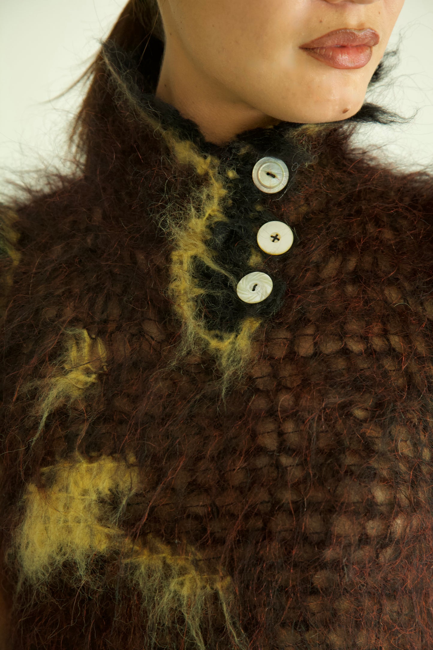 NR Blur Brushed One-of-a-kind Crocheted Mohair Blouse