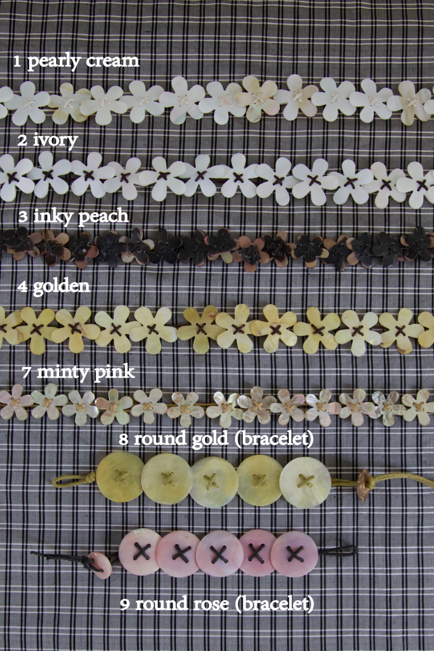 Carved Sea Shell Chokers and Bracelets / Dead-Stock Vintage (9 options)