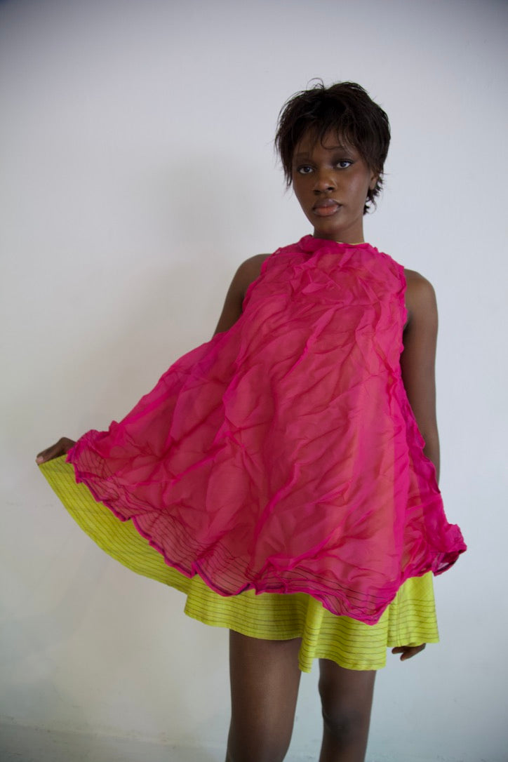 Raw Thai Silk/ Crumpled Mai Kaew Tent Dress Two Piece Set (new color-ways!)