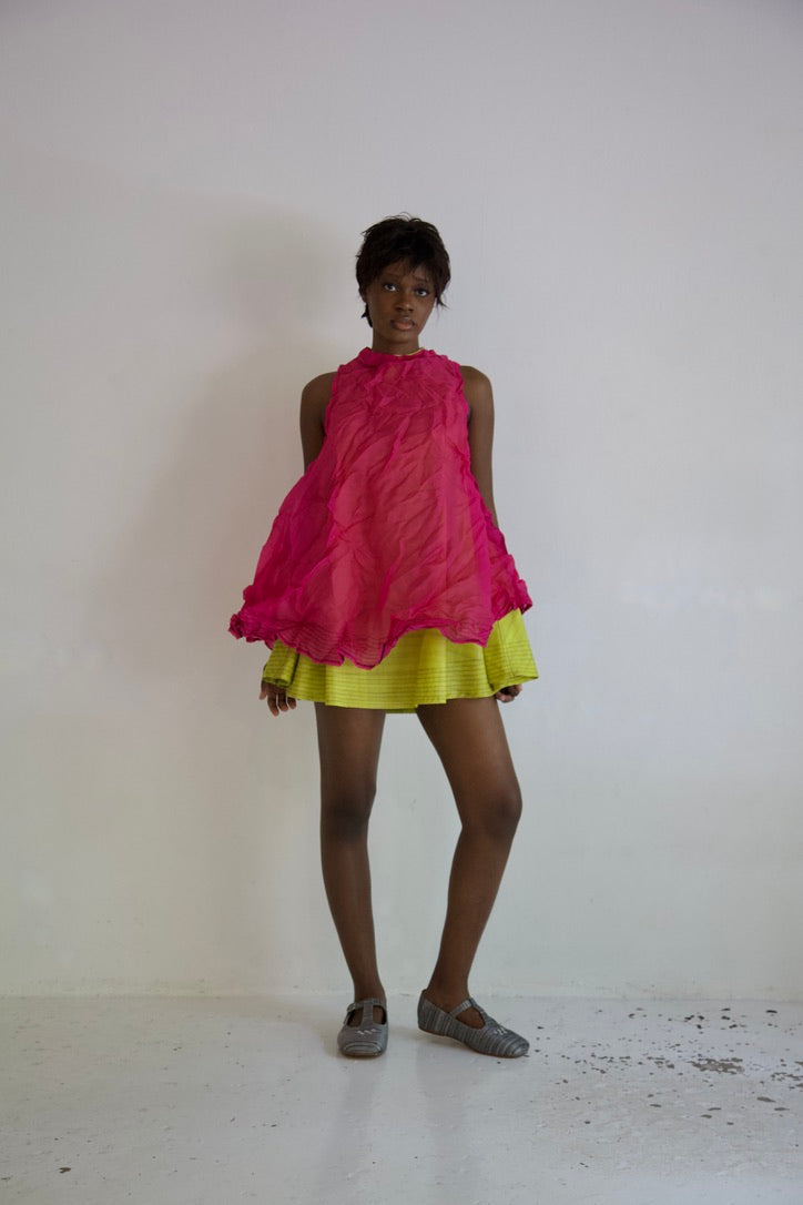 Raw Thai Silk/ Crumpled Mai Kaew Tent Dress Two Piece Set (new color-ways!)