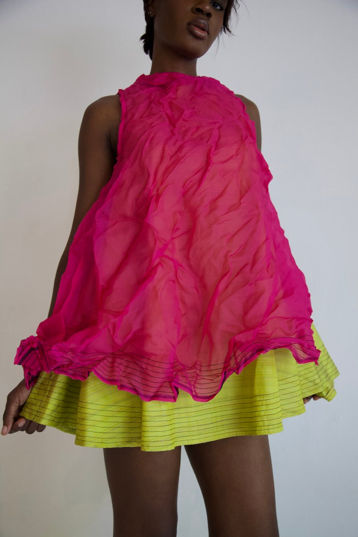 Raw Thai Silk/ Crumpled Mai Kaew Tent Dress Two Piece Set (new color-ways!)