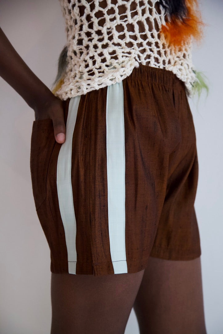 NR Blur Brushed One-of-a-kind Crocheted Mohair Spots Organic Cotton Net Tank