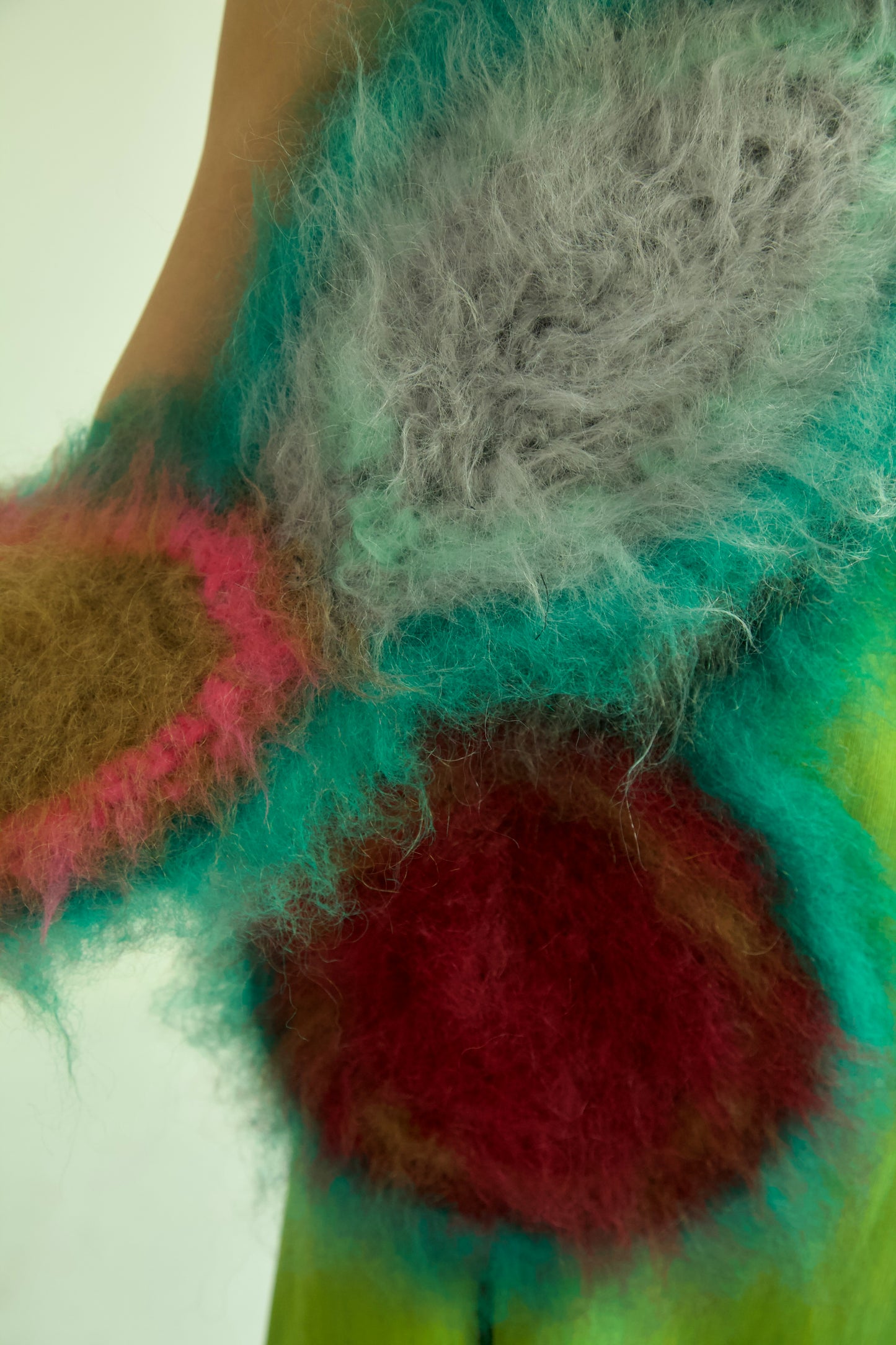 NR Blur Brushed One-of-a-kind Crocheted Mohair Dot Scarf