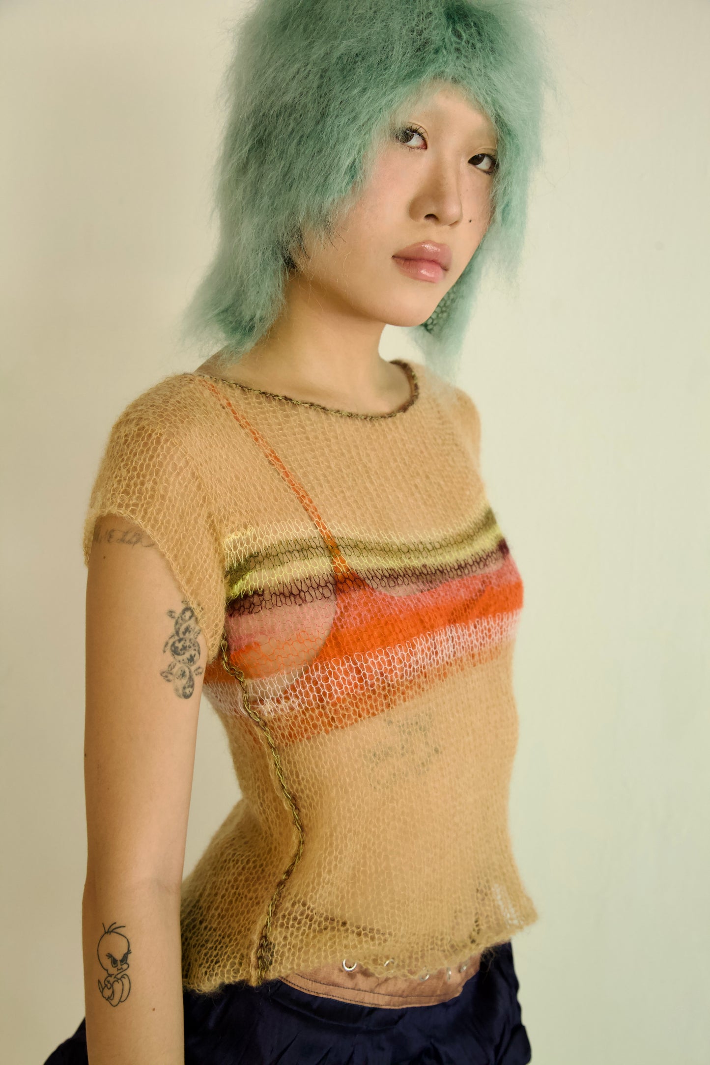 Threadbare Palette Light Mohair Knit One-of-a-kind Unisex Tee (beach)