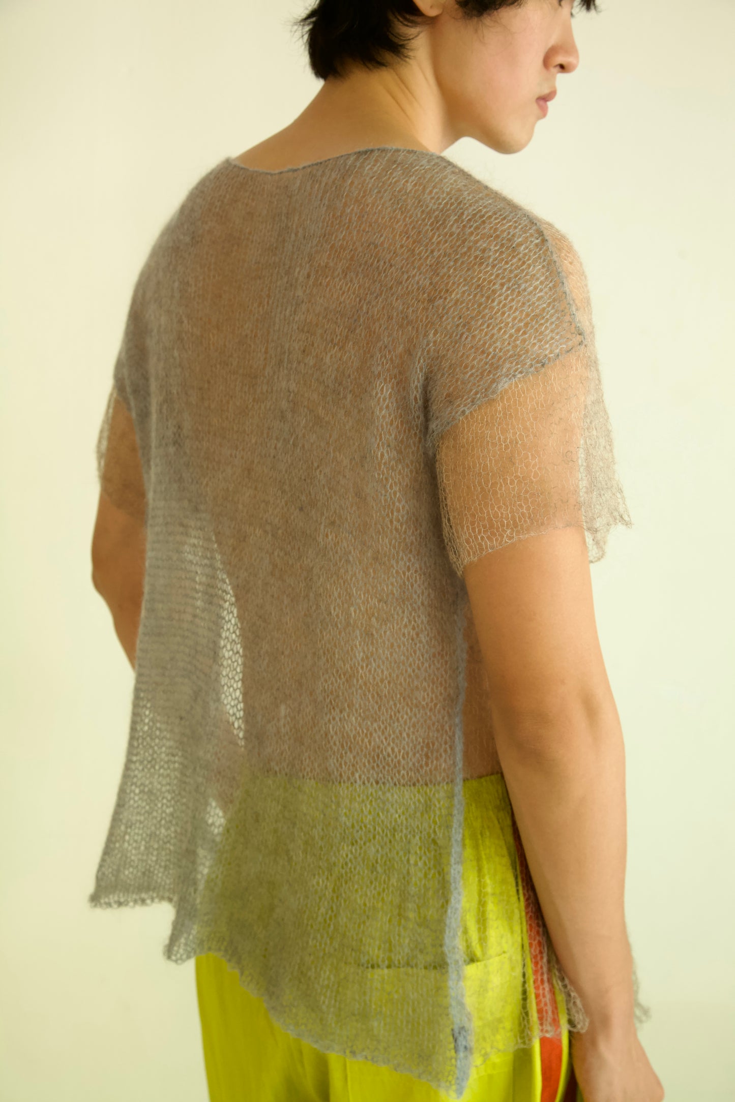 Threadbare Palette Light Mohair Knit One-of-a-kind Unisex Tee (cobweb)