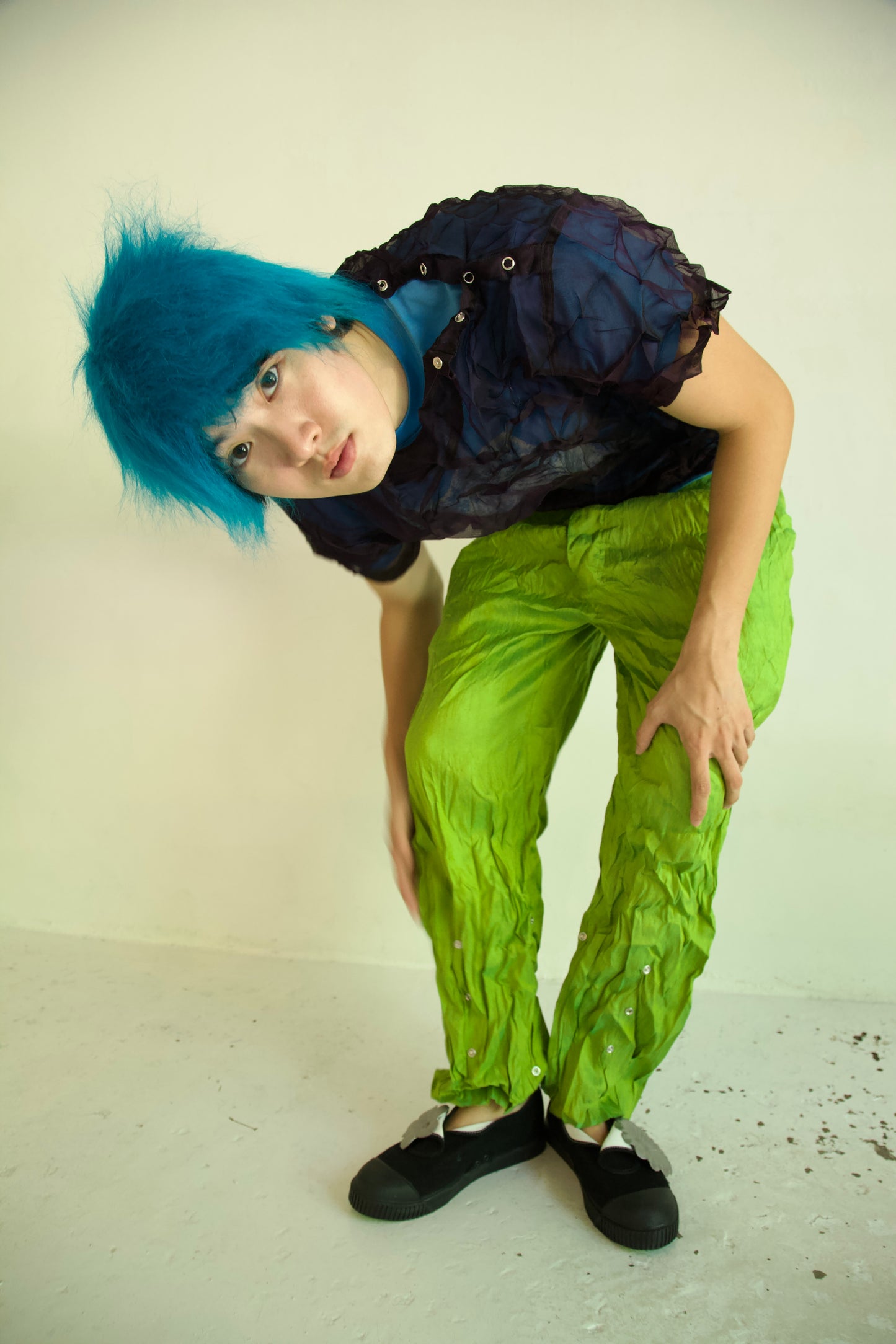 Raw Adjustable Crumpled Thai Silk Unisex Snap Trousers (3 colorways)