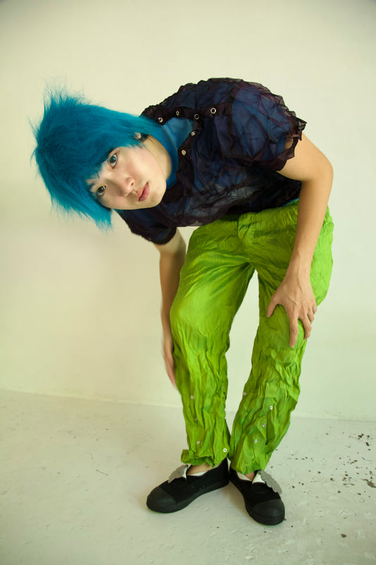 Raw Adjustable Crumpled Thai Silk Unisex Snap Trousers (3 colorways)