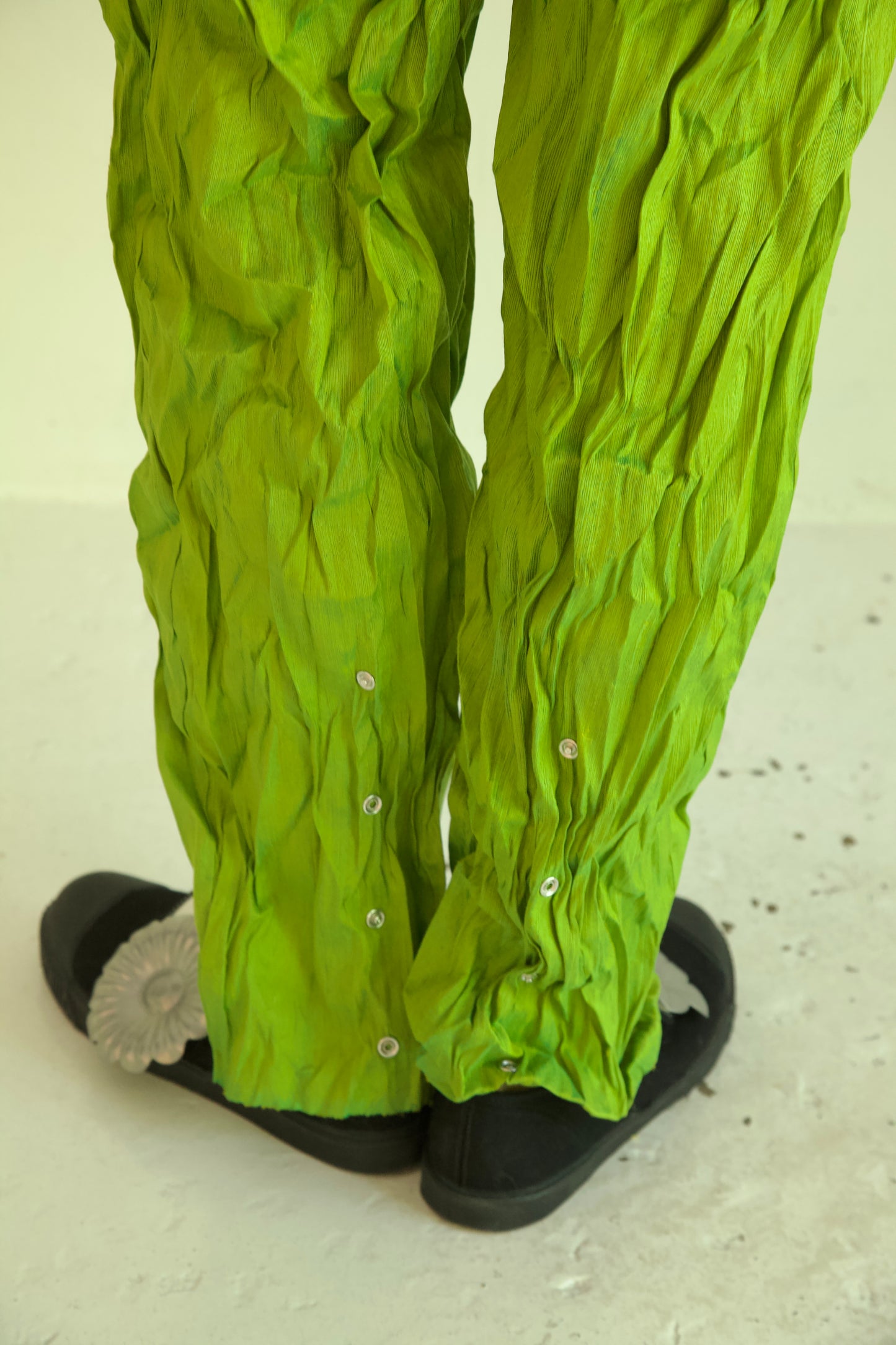 Raw Adjustable Crumpled Thai Silk Unisex Snap Trousers (3 colorways)