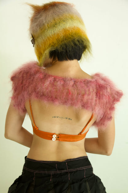 NR Blur Brushed One-of-a-kind Crocheted Mohair Target Top