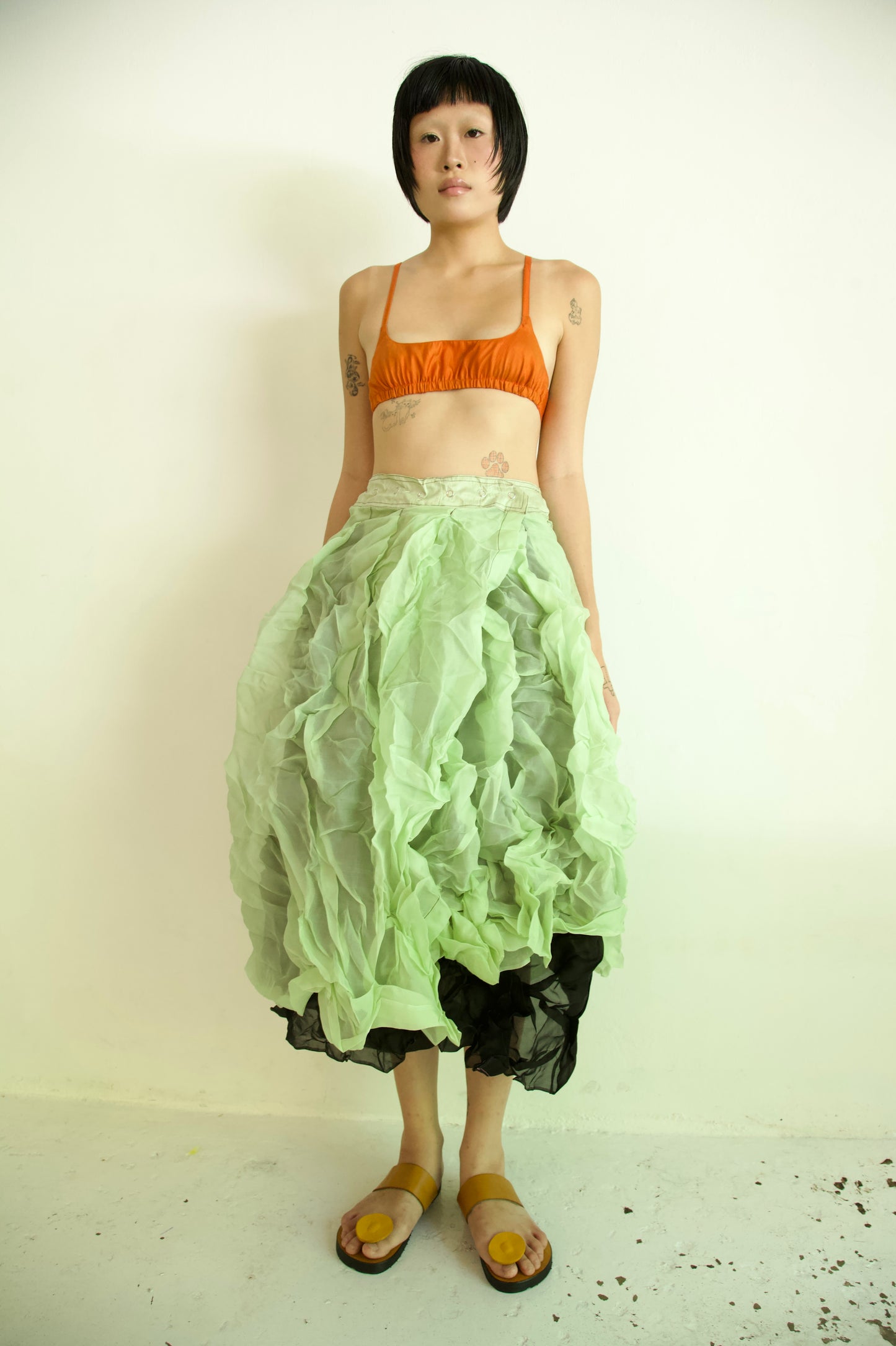 Raw Adjustable Crumpled Thai Silk Wrap-Snap Long Skirt (6 colorways)