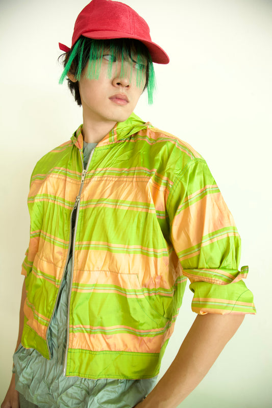 Crumpled Thai Silk Double Zip Unisex Snap Hoodie (caterpillar)