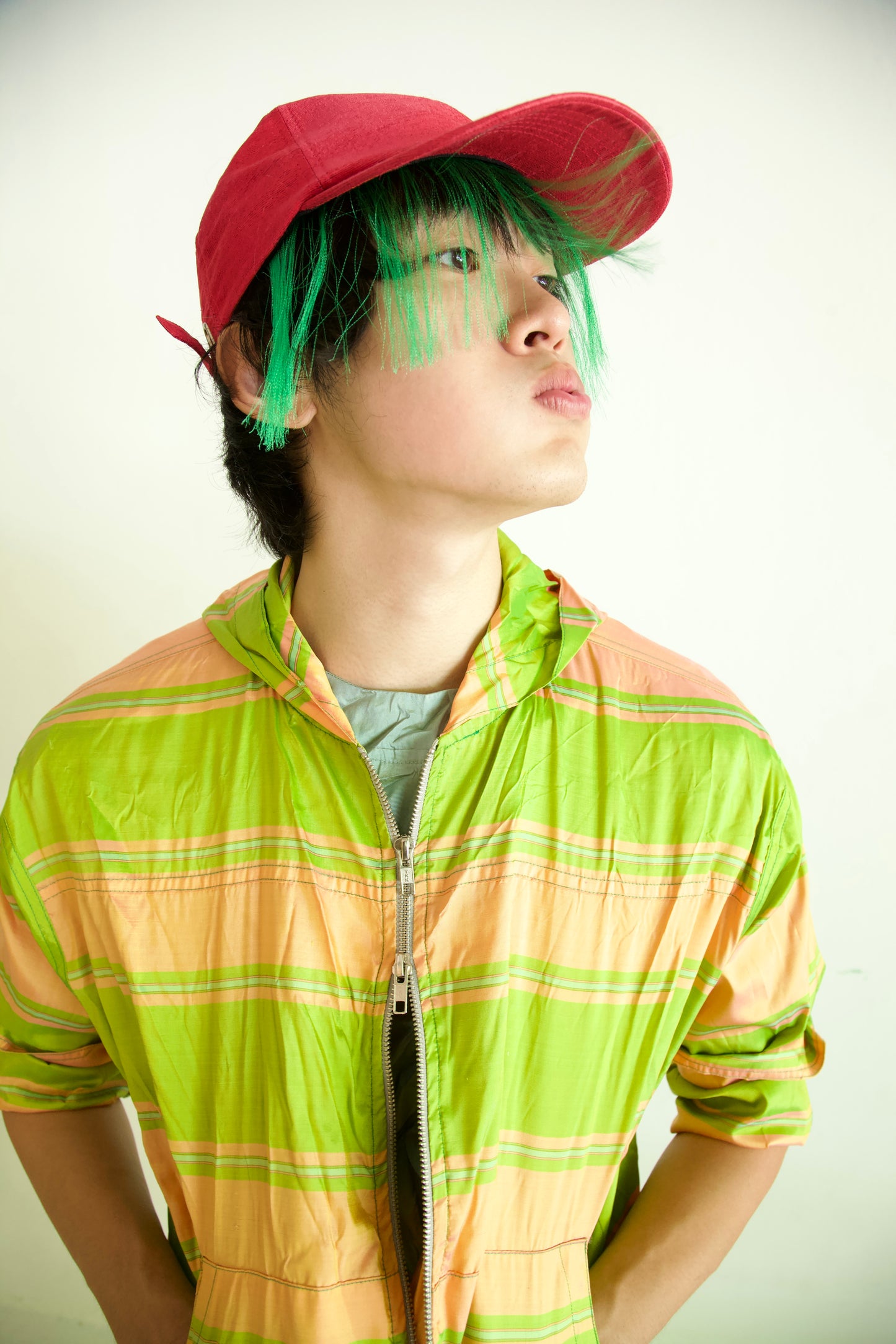 Crumpled Thai Silk Double Zip Unisex Snap Hoodie (caterpillar)
