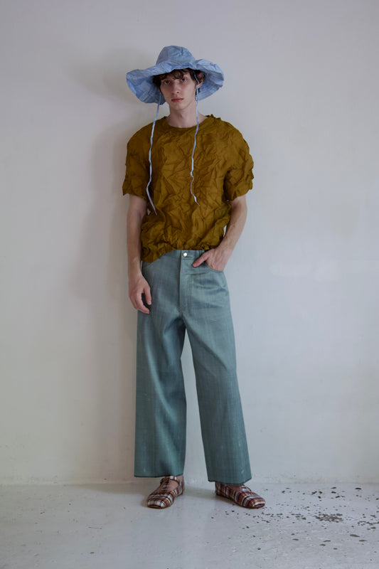 Handwoven Raw Thai Silk 'Siamese Denim' Jeans (medium wash)