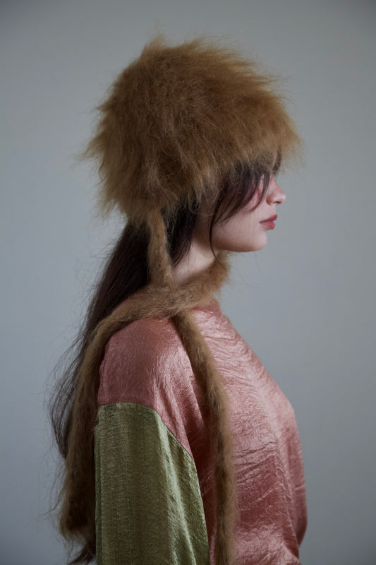Original Blur Brushed Mohair Bonnet Cap (tawny)